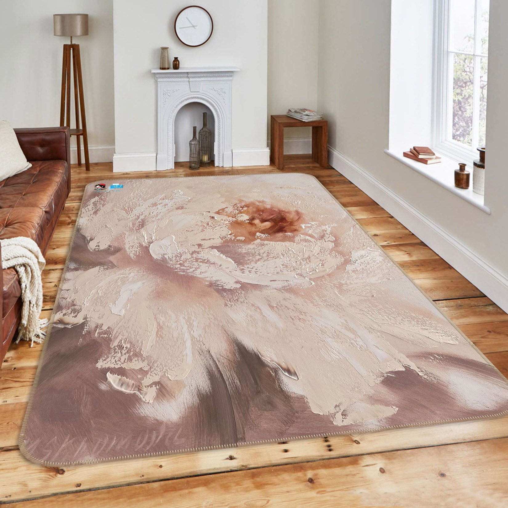 3D Pink Painting Flower 4114 Skromova Marina Rug Non Slip Rug Mat