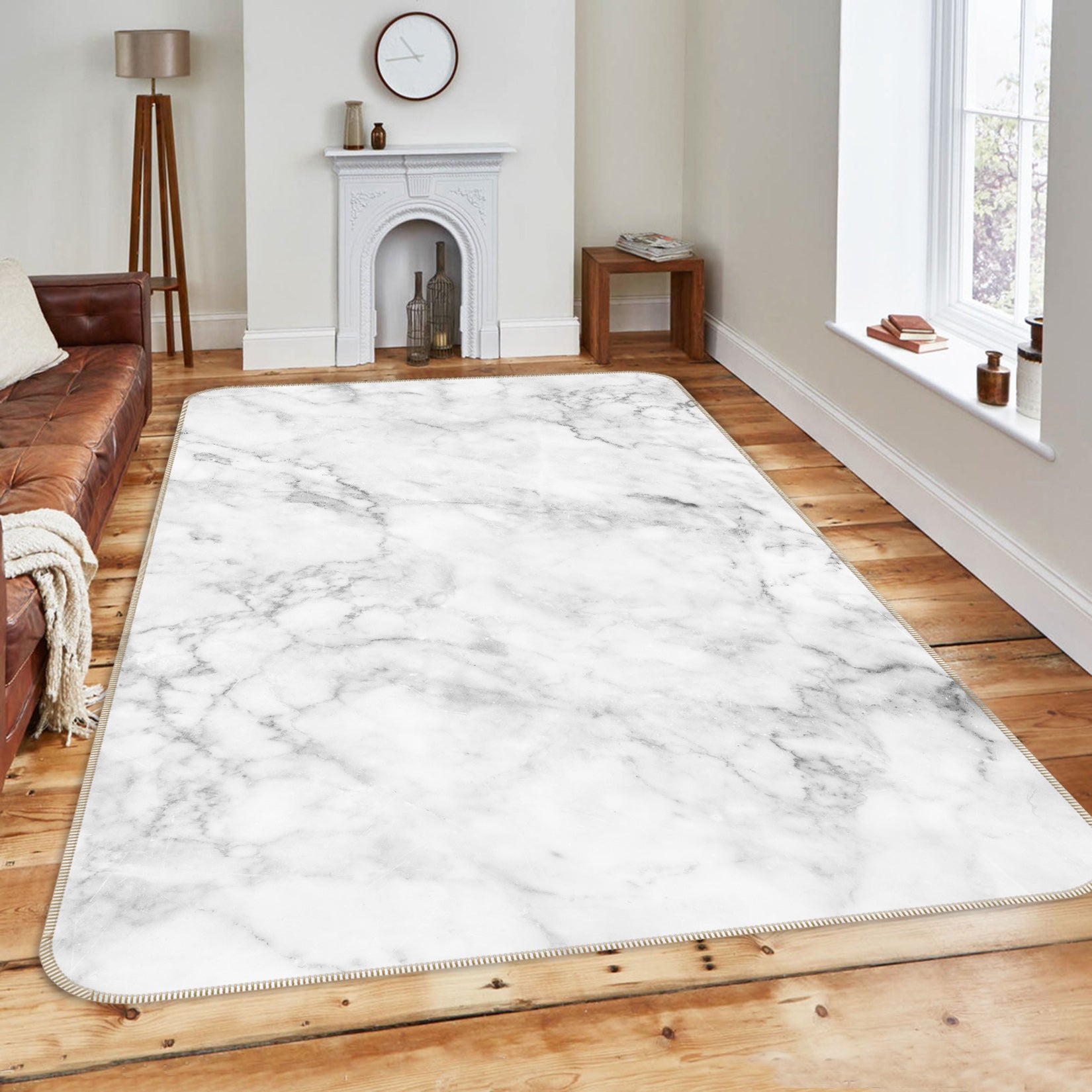 3D White Pattern 26008 Non Slip Rug Mat