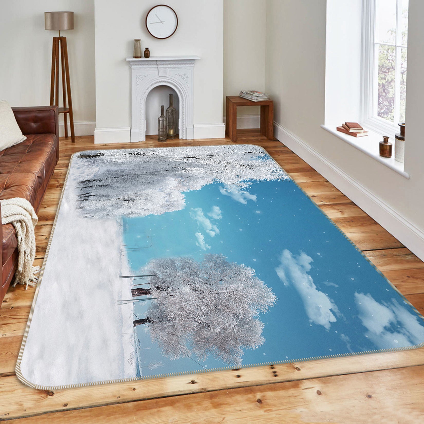 3D Snow Tree 75196 Non Slip Rug Mat