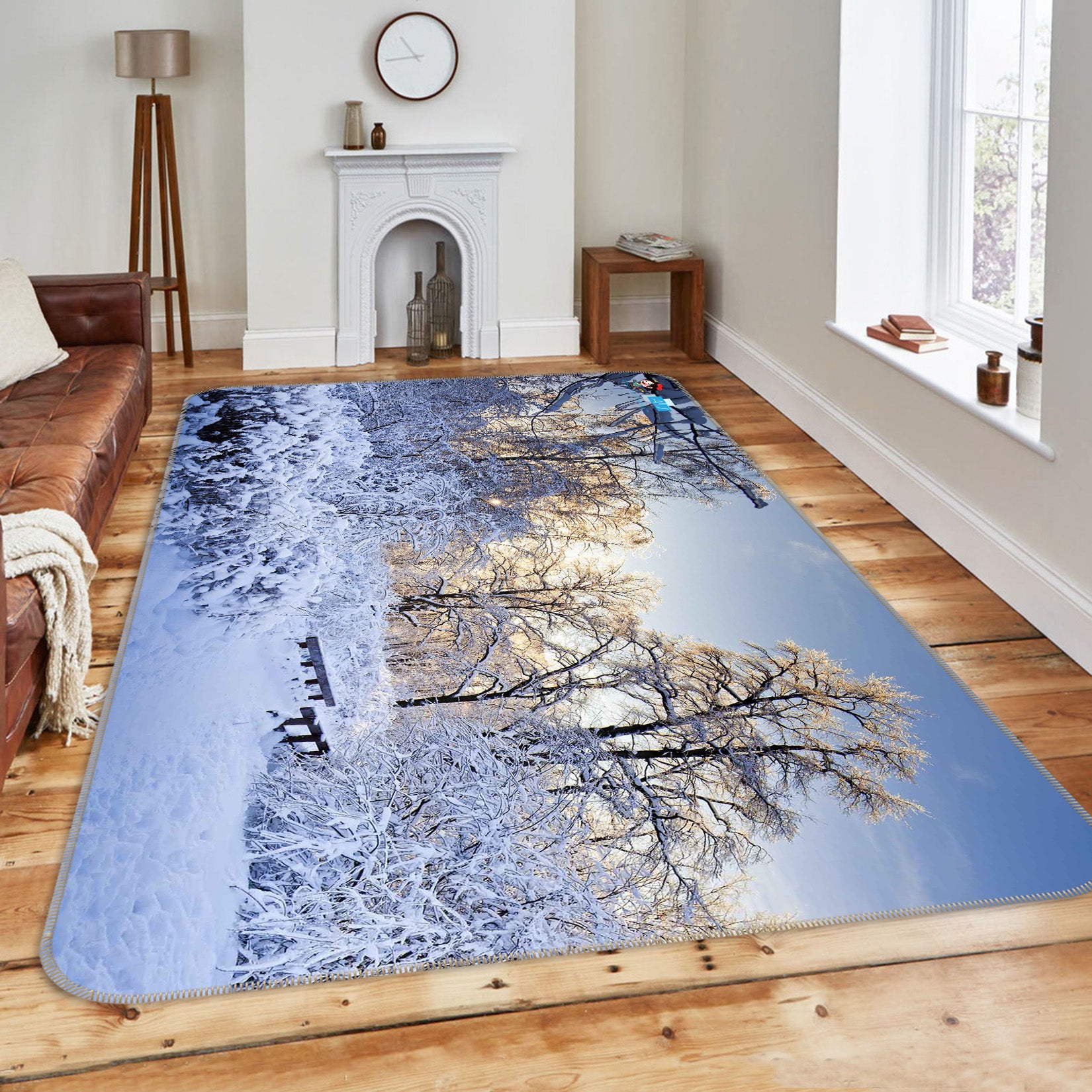 3D Snowfield Tree 66063 Non Slip Rug Mat