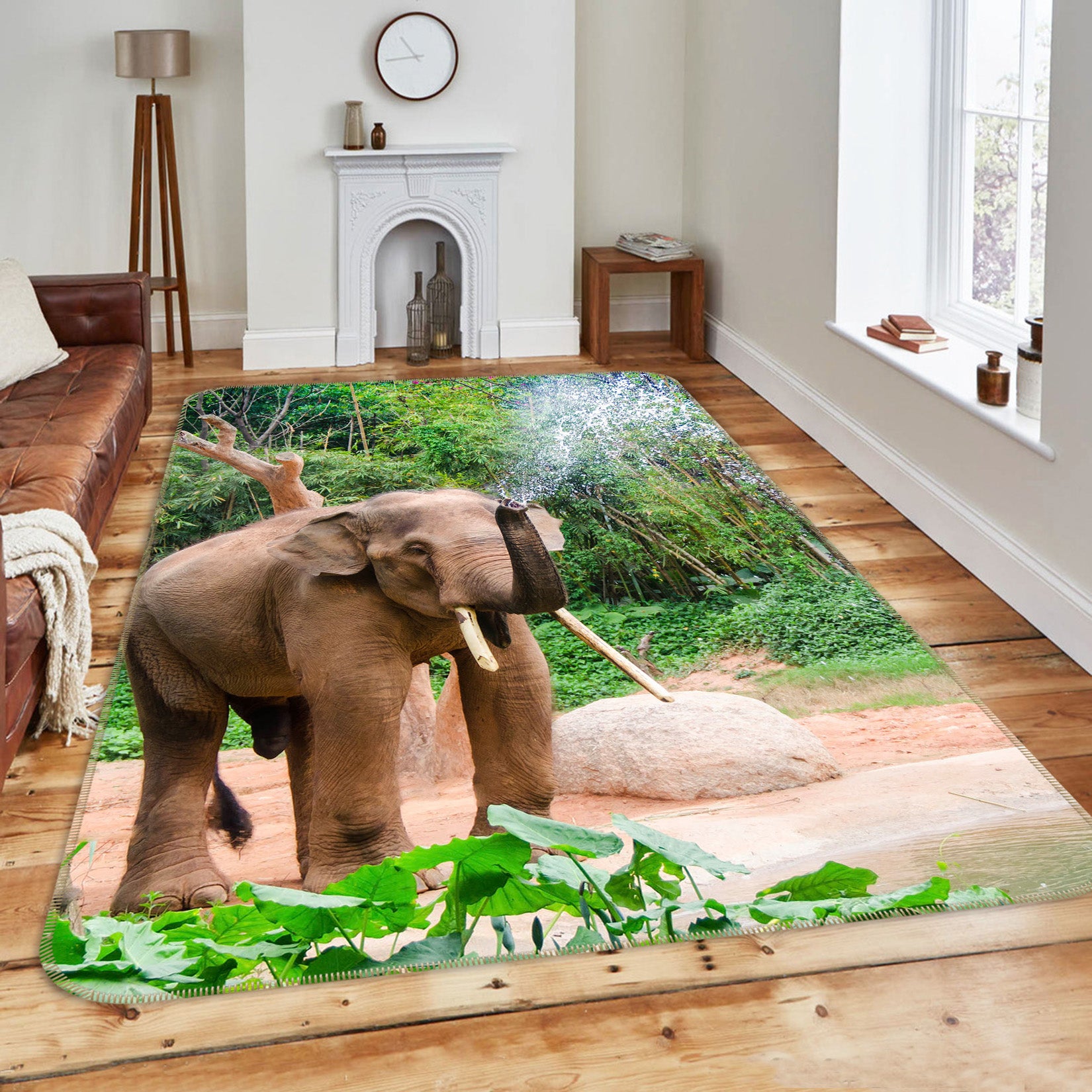 3D Elephant Forest 198 Animal Non Slip Rug Mat