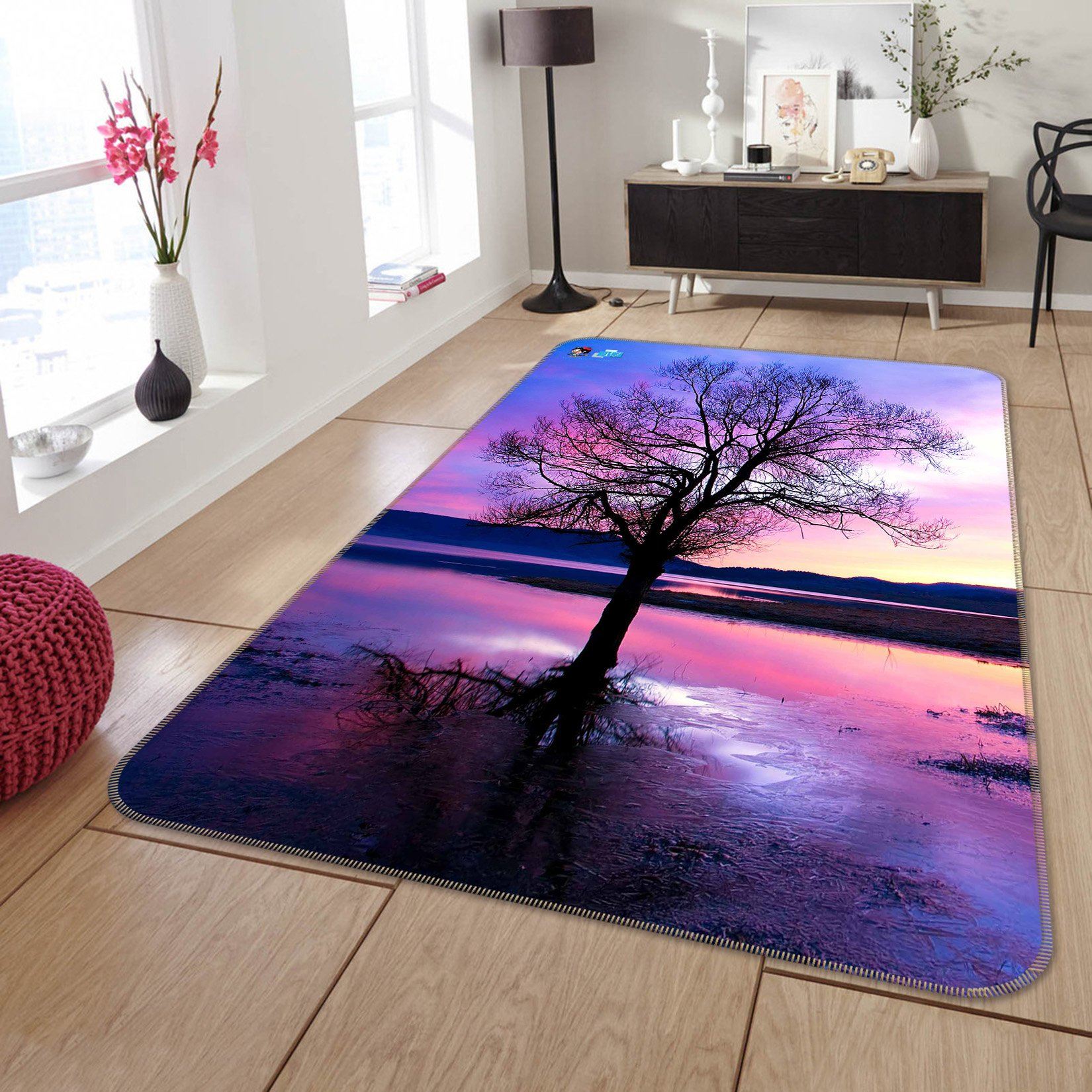 3D Sunset Lake Tree 156 Non Slip Rug Mat Mat AJ Creativity Home 