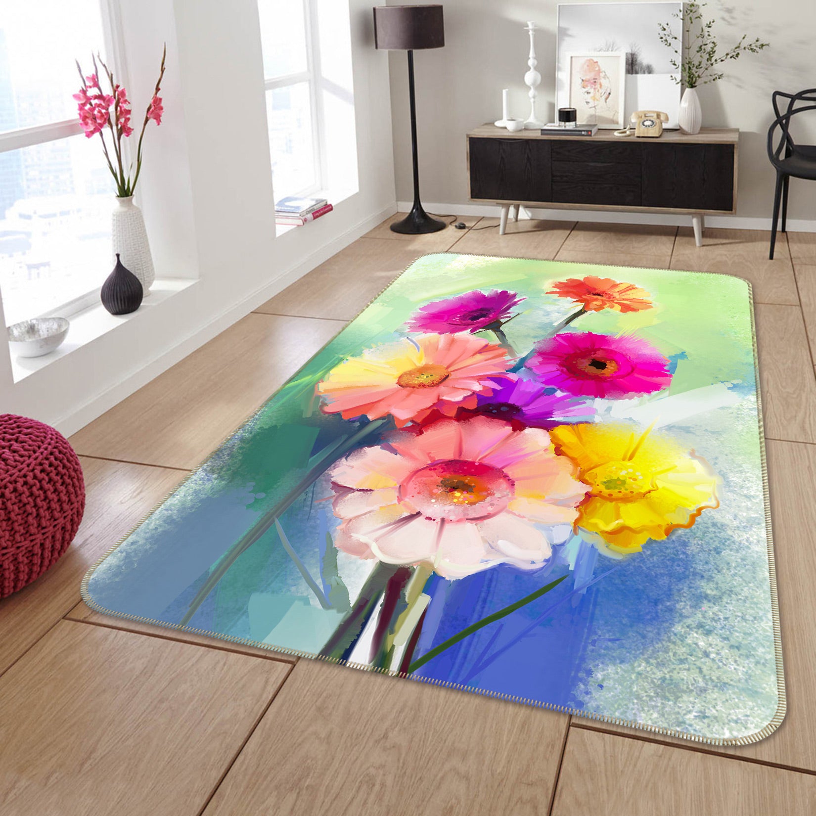 3D Flowers 33053 Non Slip Rug Mat