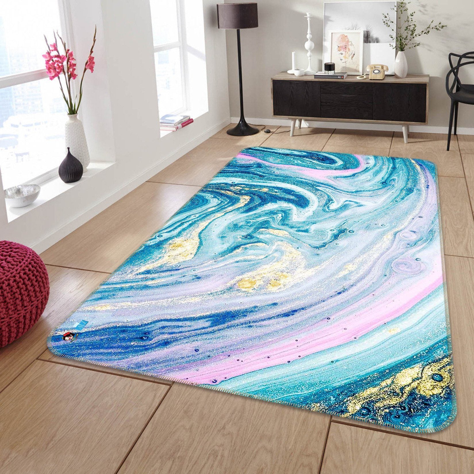 3D Pink Blue Pattern 395 Non Slip Rug Mat Mat AJ Creativity Home 