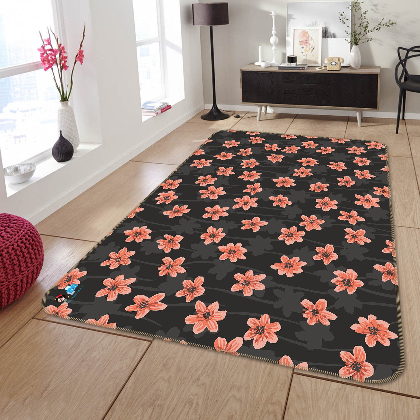 3D Pink Floral Florets 10797 Kashmira Jayaprakash Rug Non Slip Rug Mat
