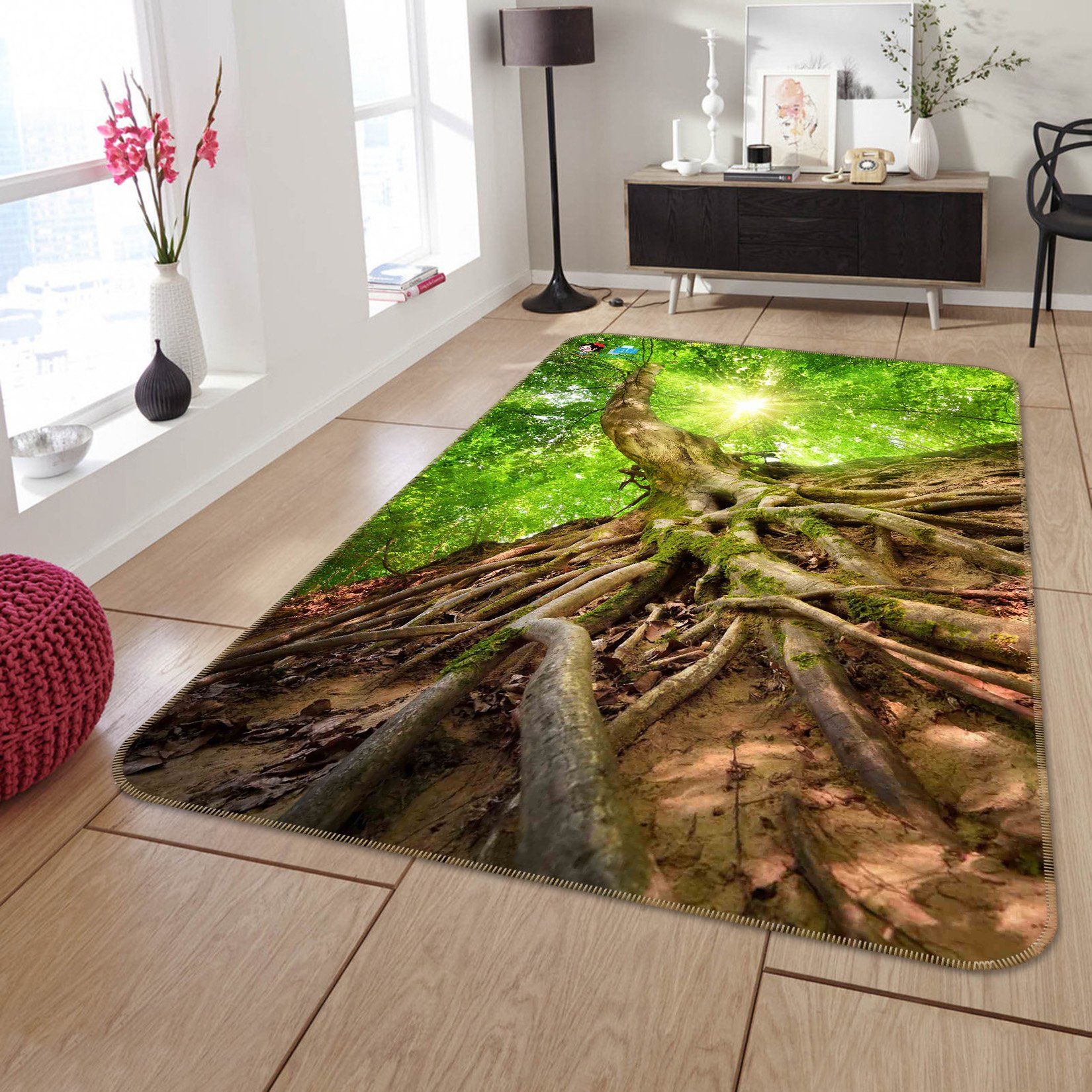 3D Tree Roots 190 Non Slip Rug Mat Mat AJ Creativity Home 