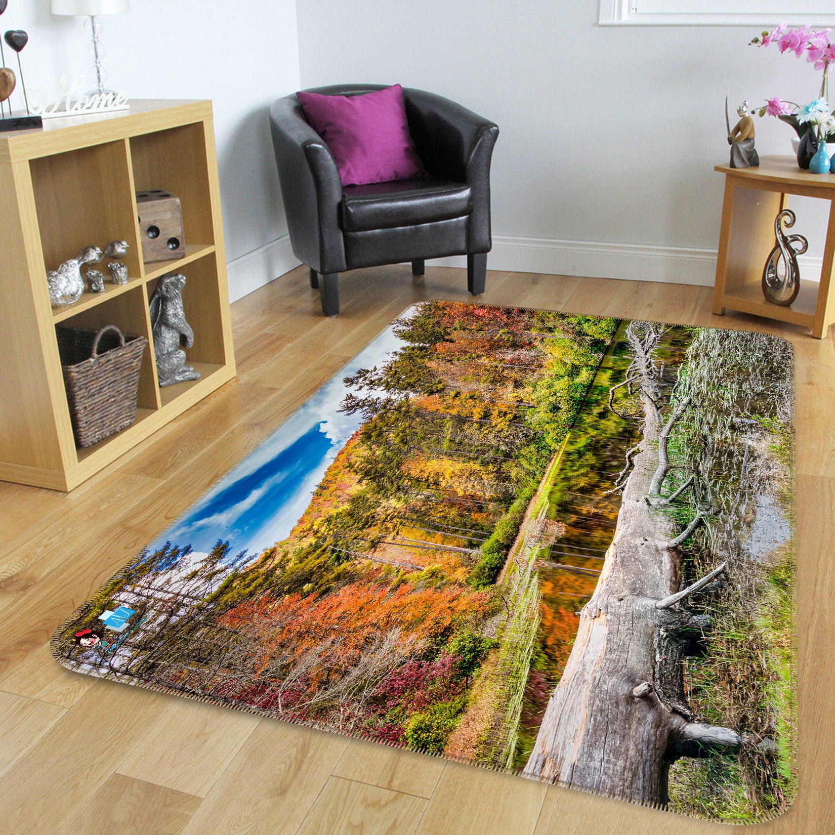 3D Lake Trees 5146 Beth Sheridan Rug Non Slip Rug Mat