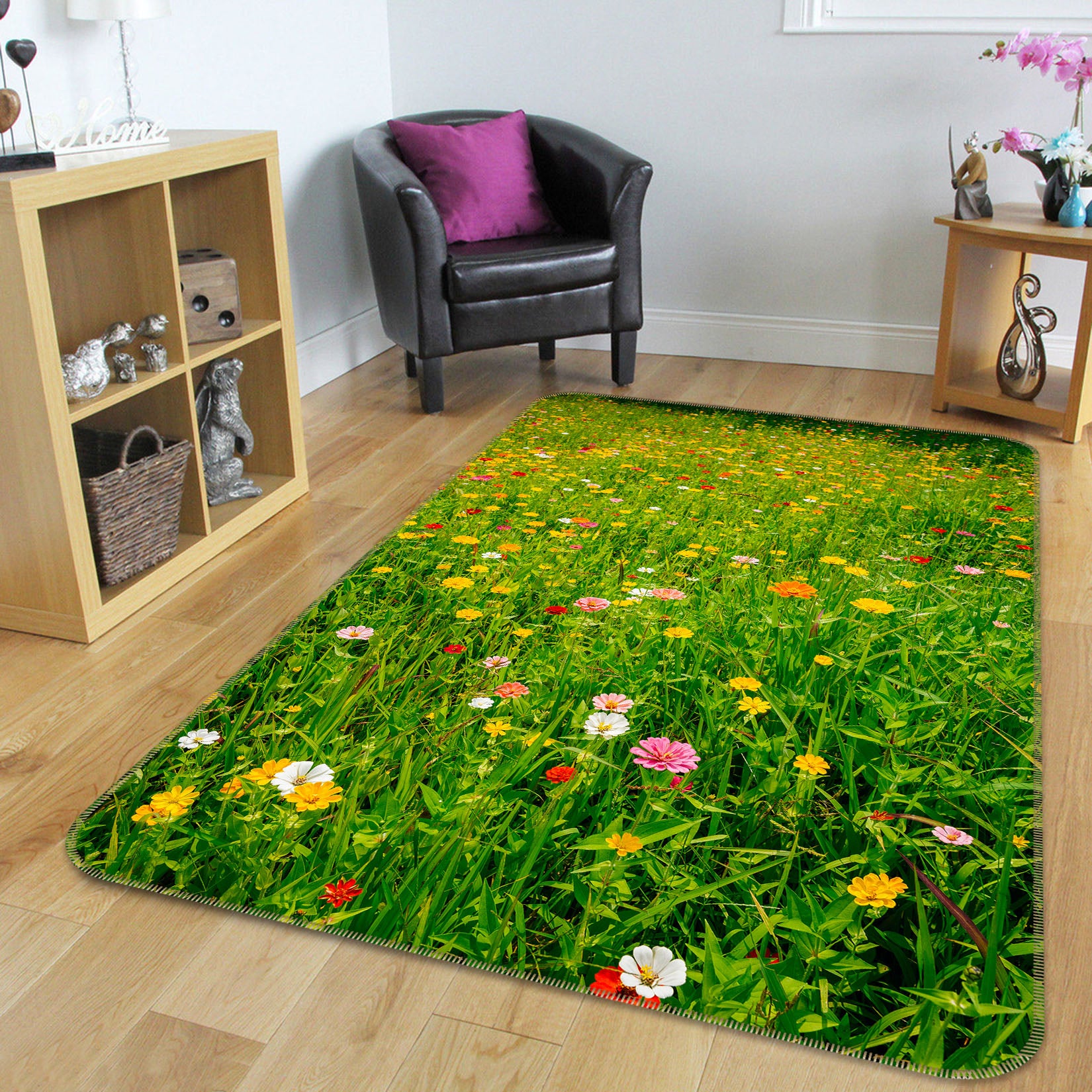 3D Flowers Grass 26111 Non Slip Rug Mat