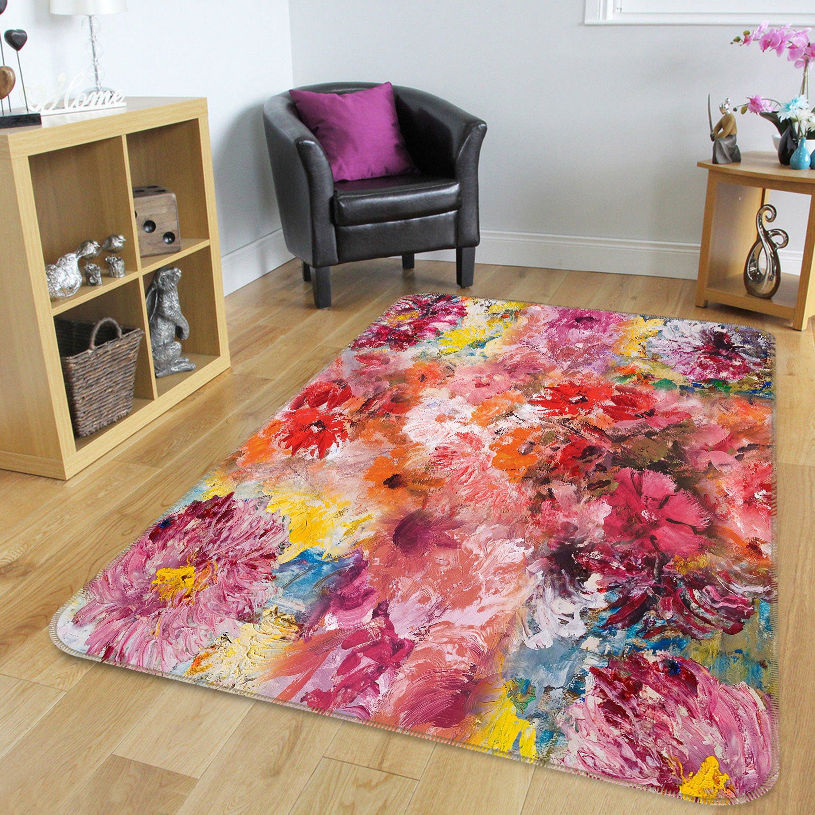 3D Flowers Pattern 33008 Non Slip Rug Mat