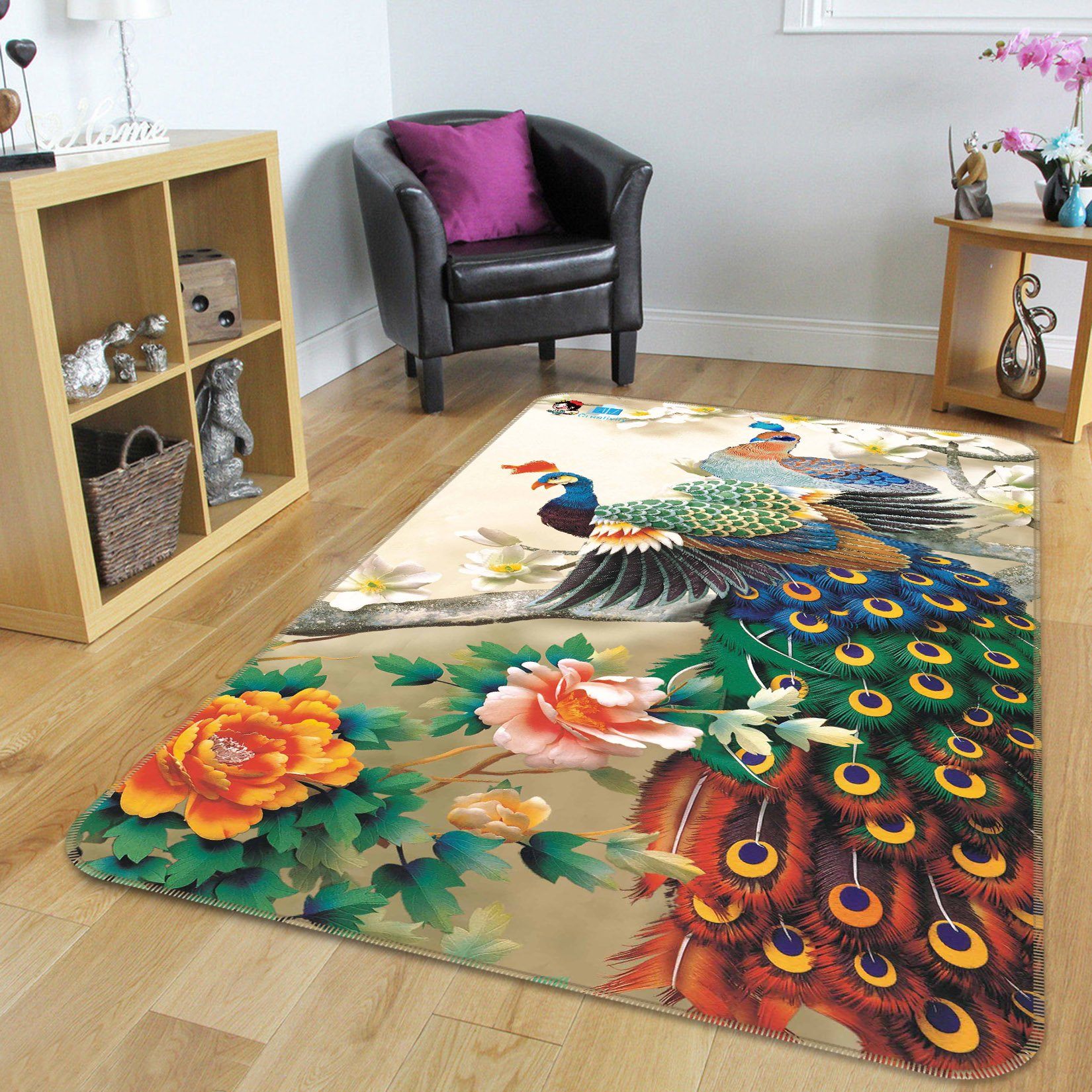 3D Flowers Tree Peacocks 175 Non Slip Rug Mat Mat AJ Creativity Home 