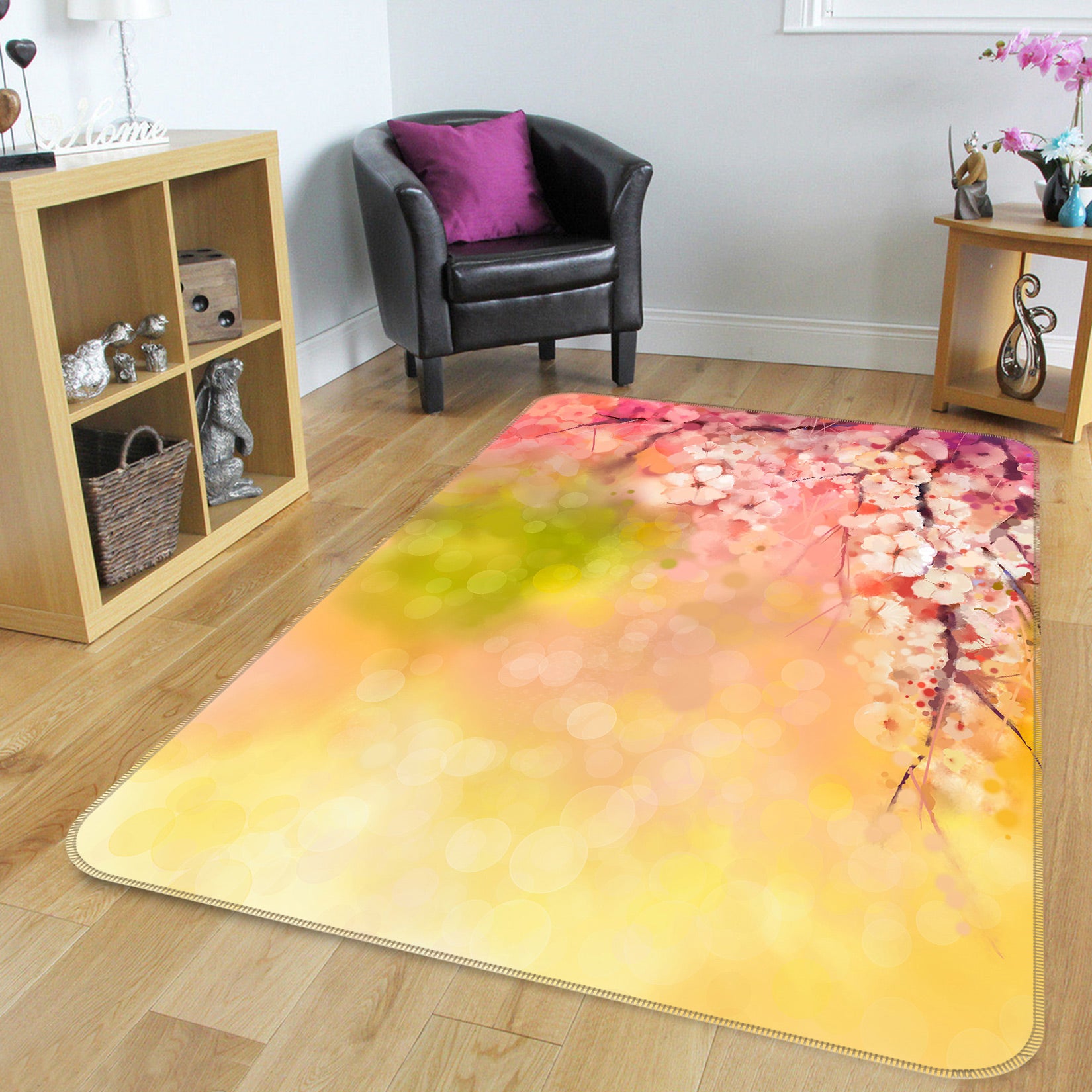 3D Cherry Blossoms 33052 Non Slip Rug Mat