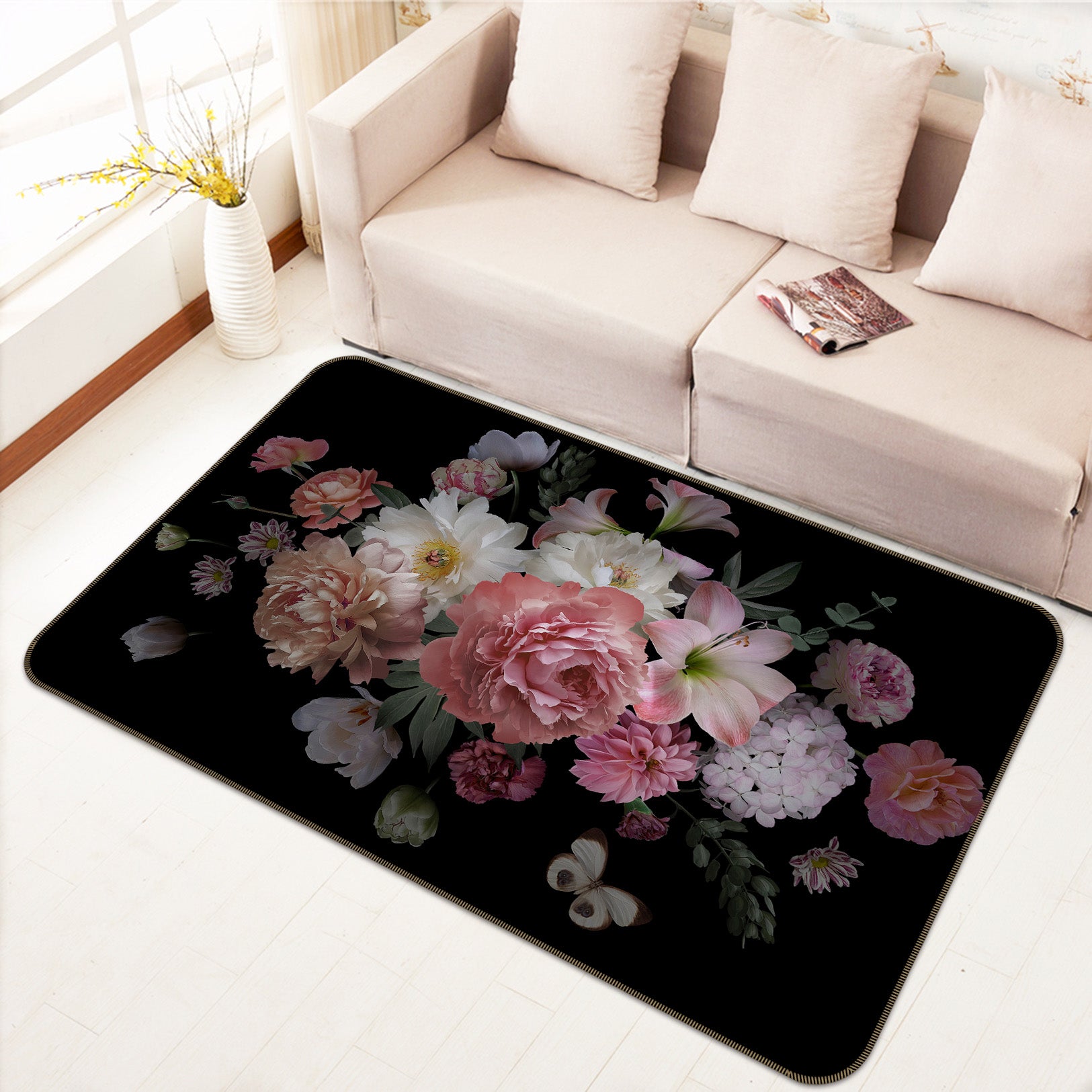 3D Flower Bush 25241 Non Slip Rug Mat