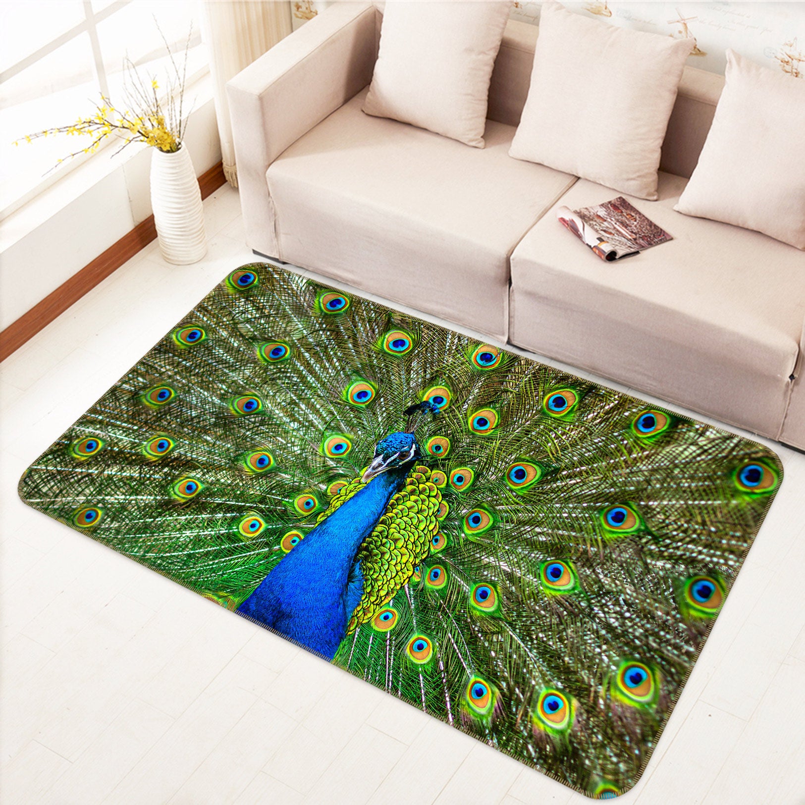 3D Peacock 30044 Non Slip Rug Mat