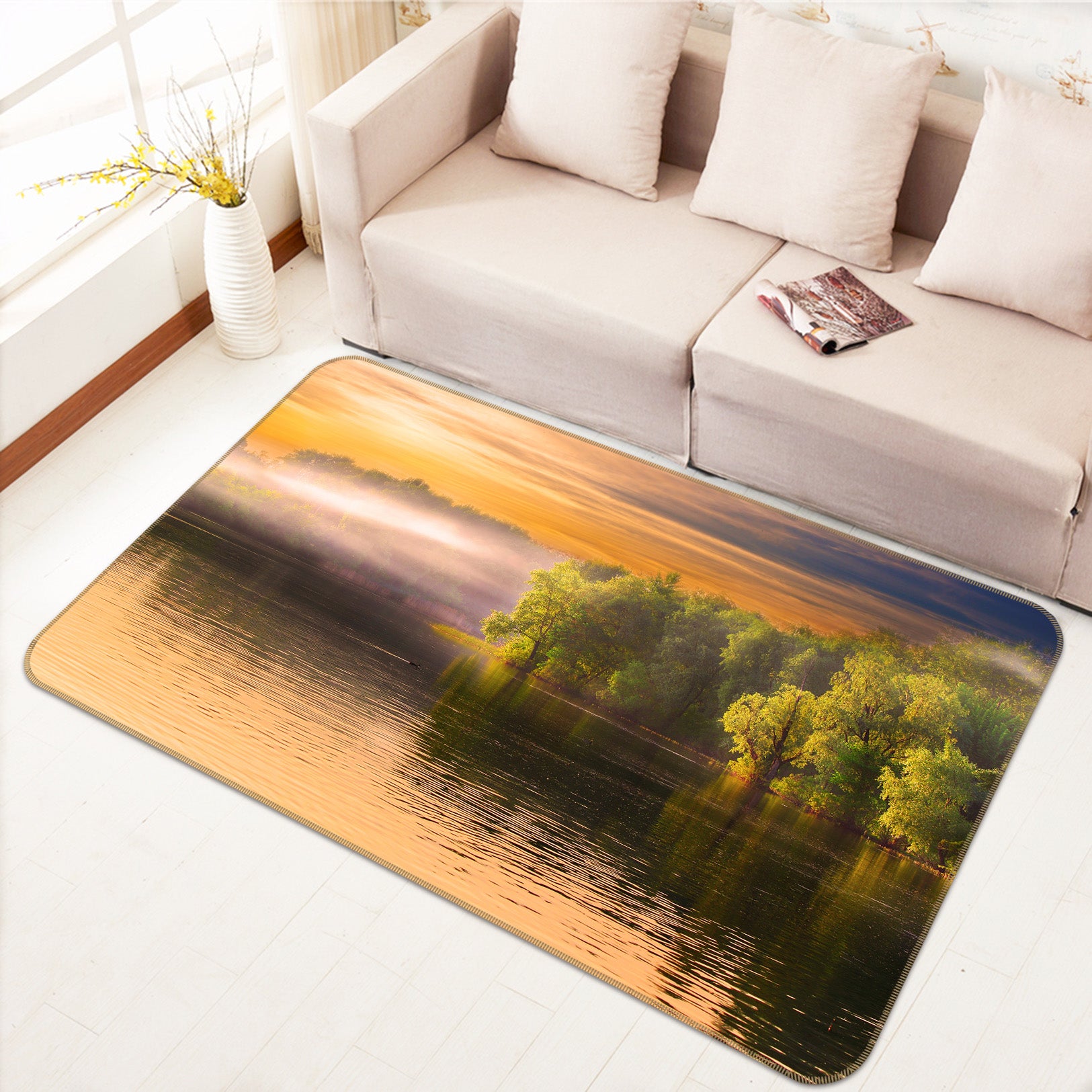 3D Lake Tree 34195 Non Slip Rug Mat