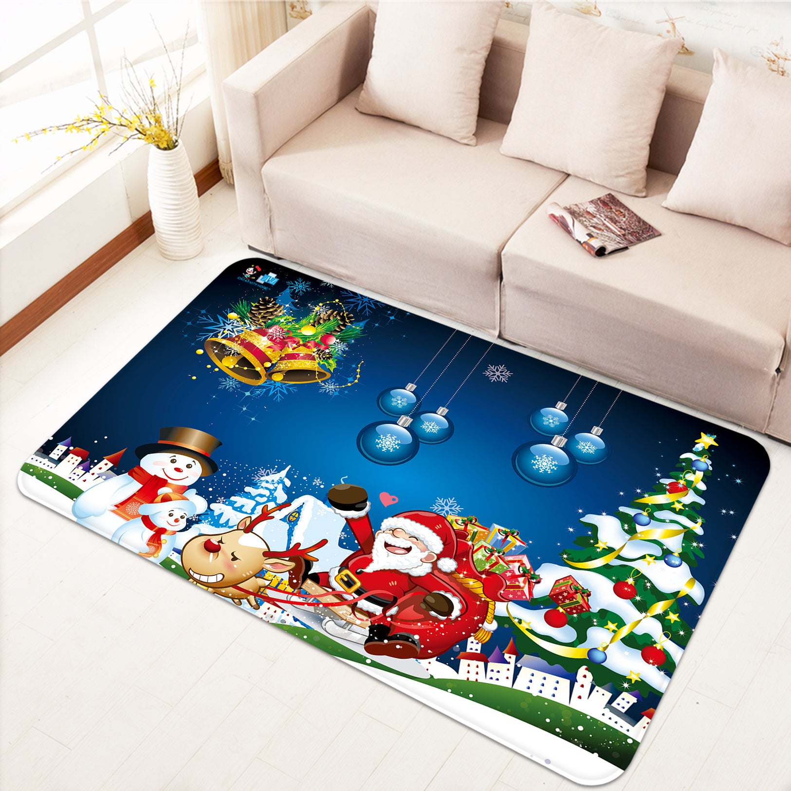 3D Tree Santa 65204 Christmas Non Slip Rug Mat Xmas