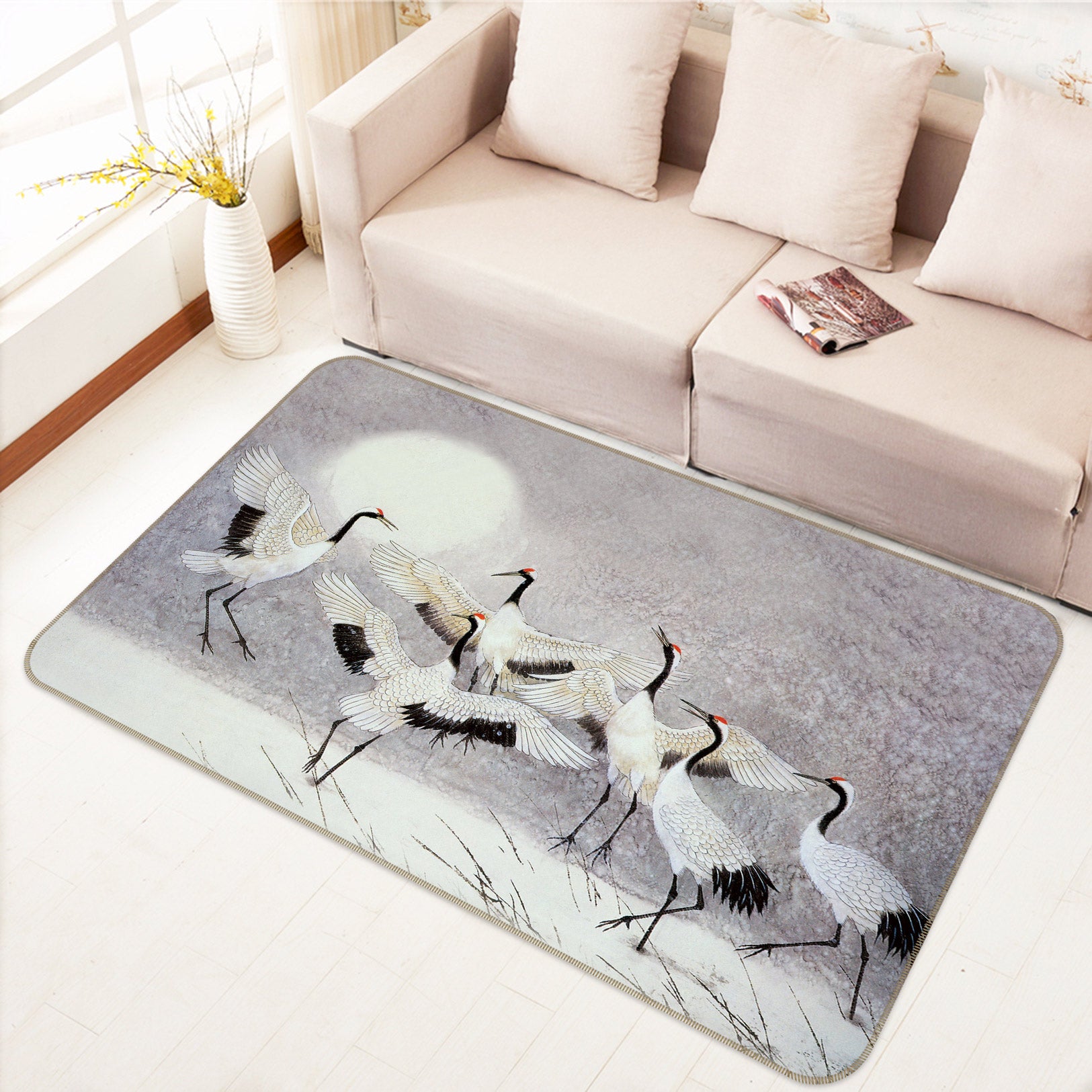3D Red-Crowned Crane 75187 Non Slip Rug Mat