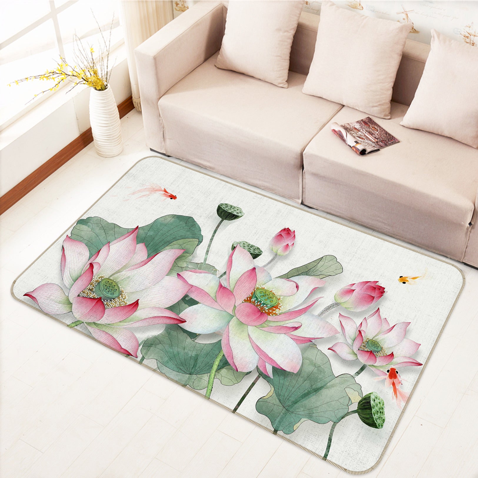 3D Lotus Pond 77029 Non Slip Rug Mat