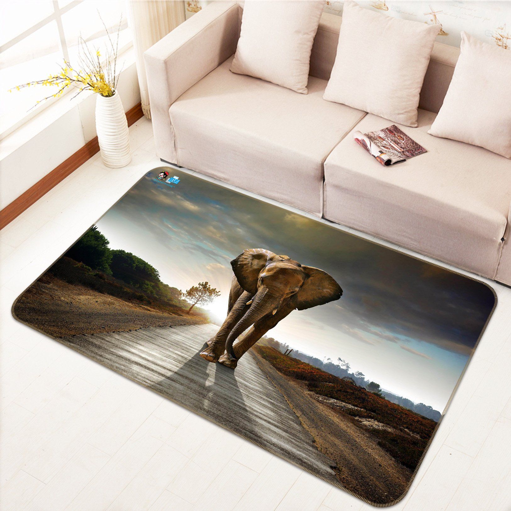3D Backlight Elephant 601 Non Slip Rug Mat Mat AJ Creativity Home 