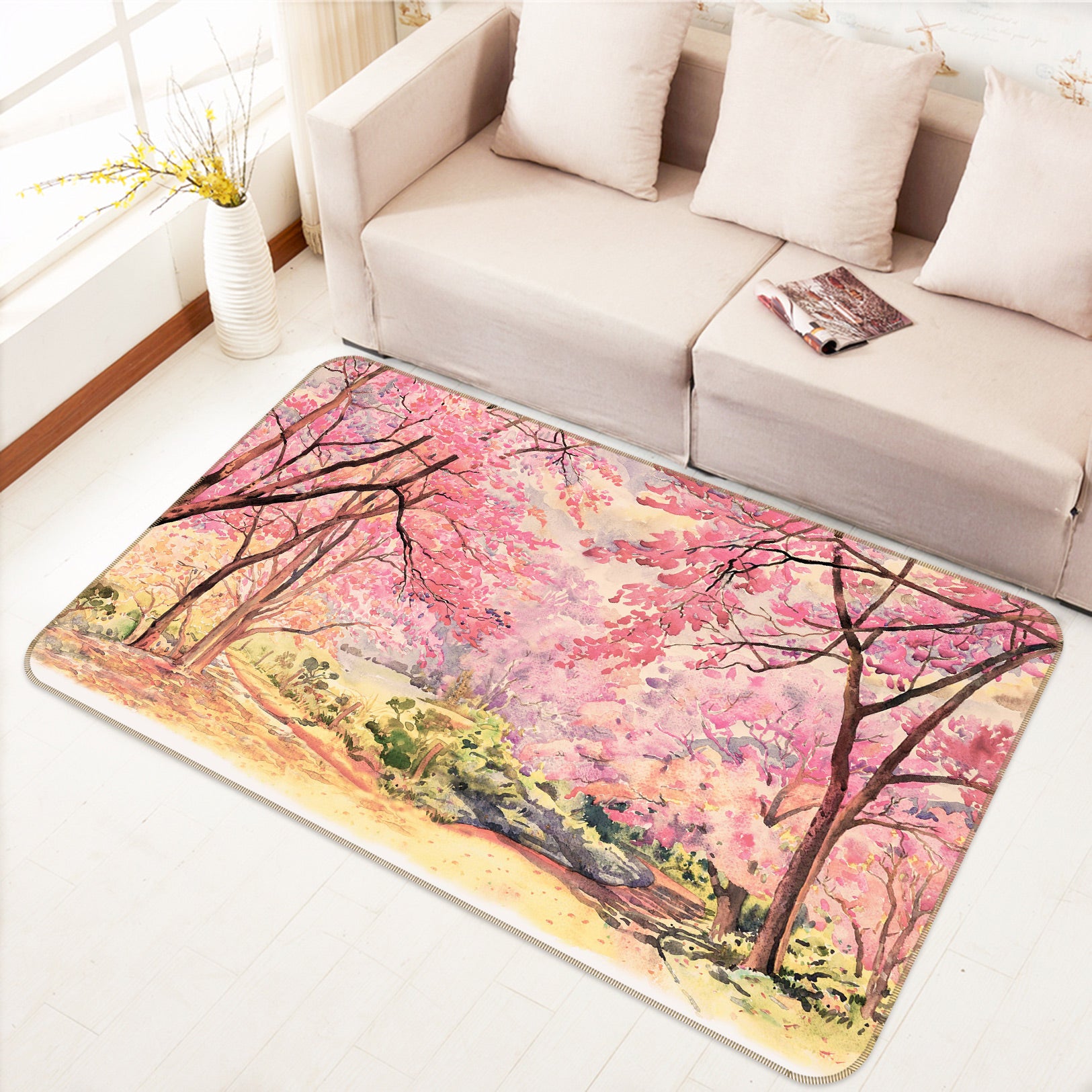 3D Cherry Tree 77161 Non Slip Rug Mat