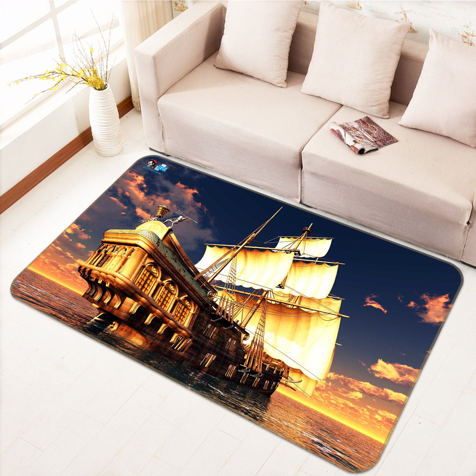 3D Steamship 66067 Non Slip Rug Mat