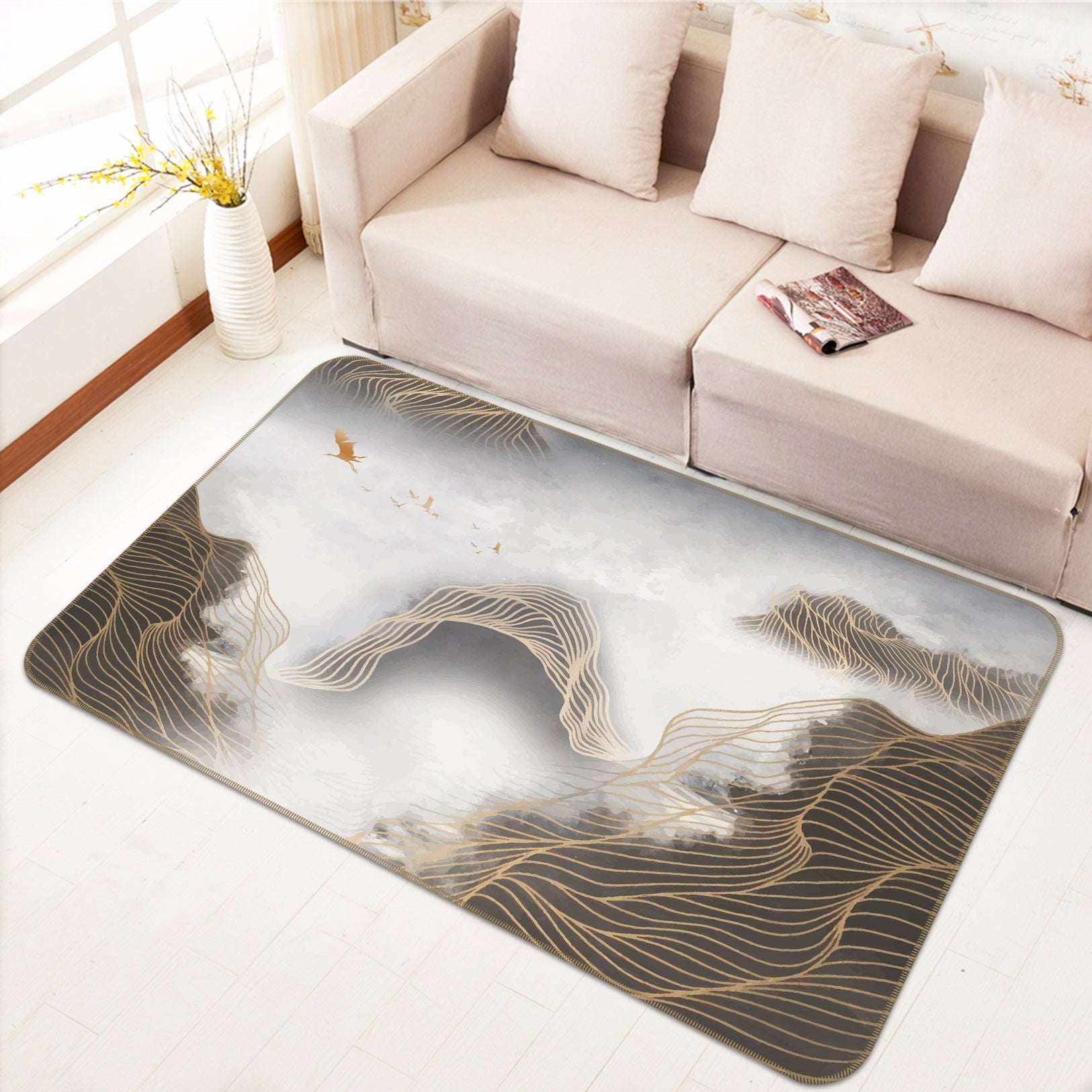 3D Wavy Lines 65150 Non Slip Rug Mat