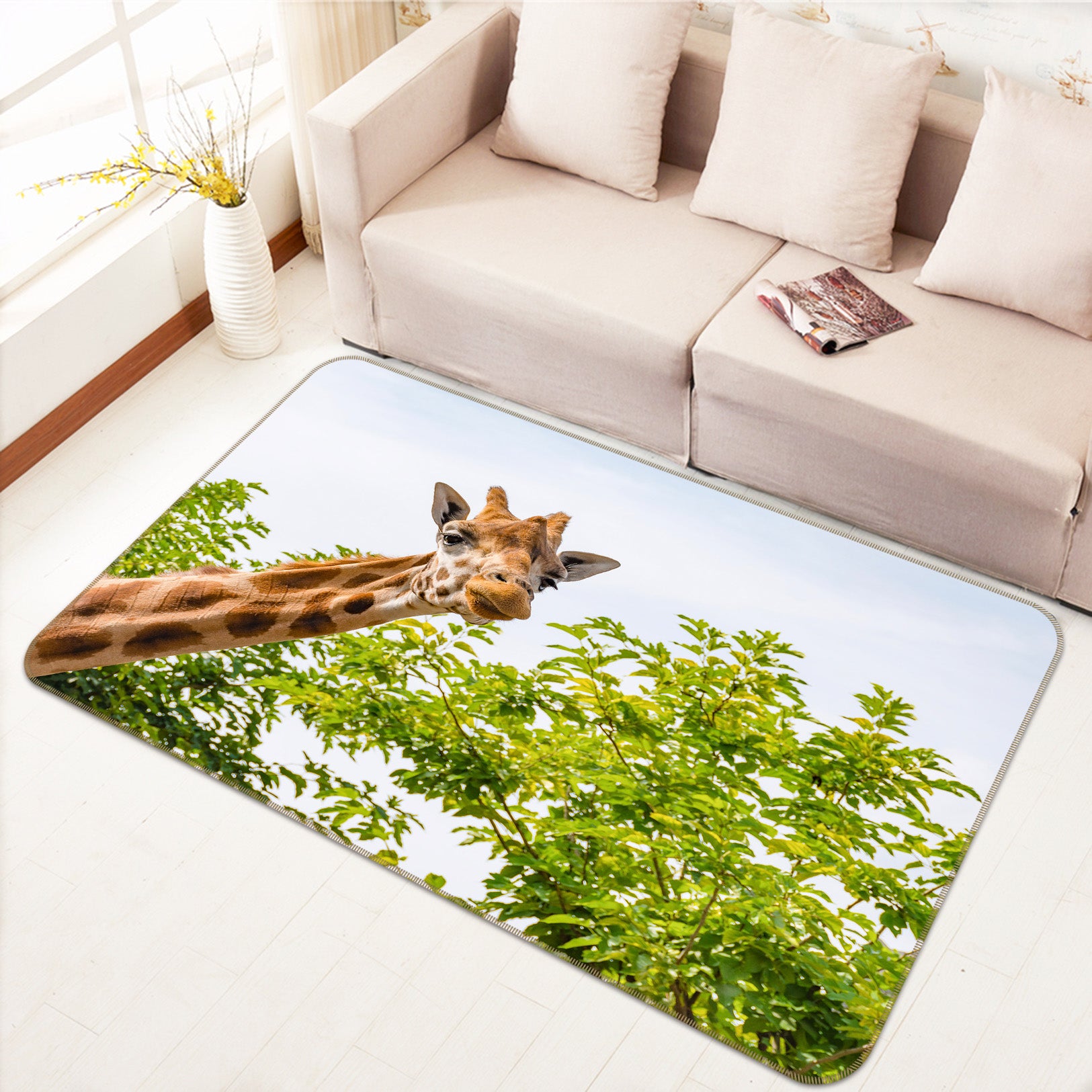 3D Giraffe Woods 136 Animal Non Slip Rug Mat