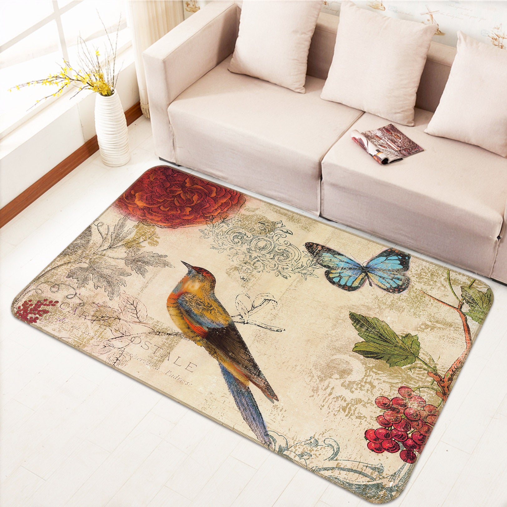 3D Bird Butterfly 30140 Non Slip Rug Mat