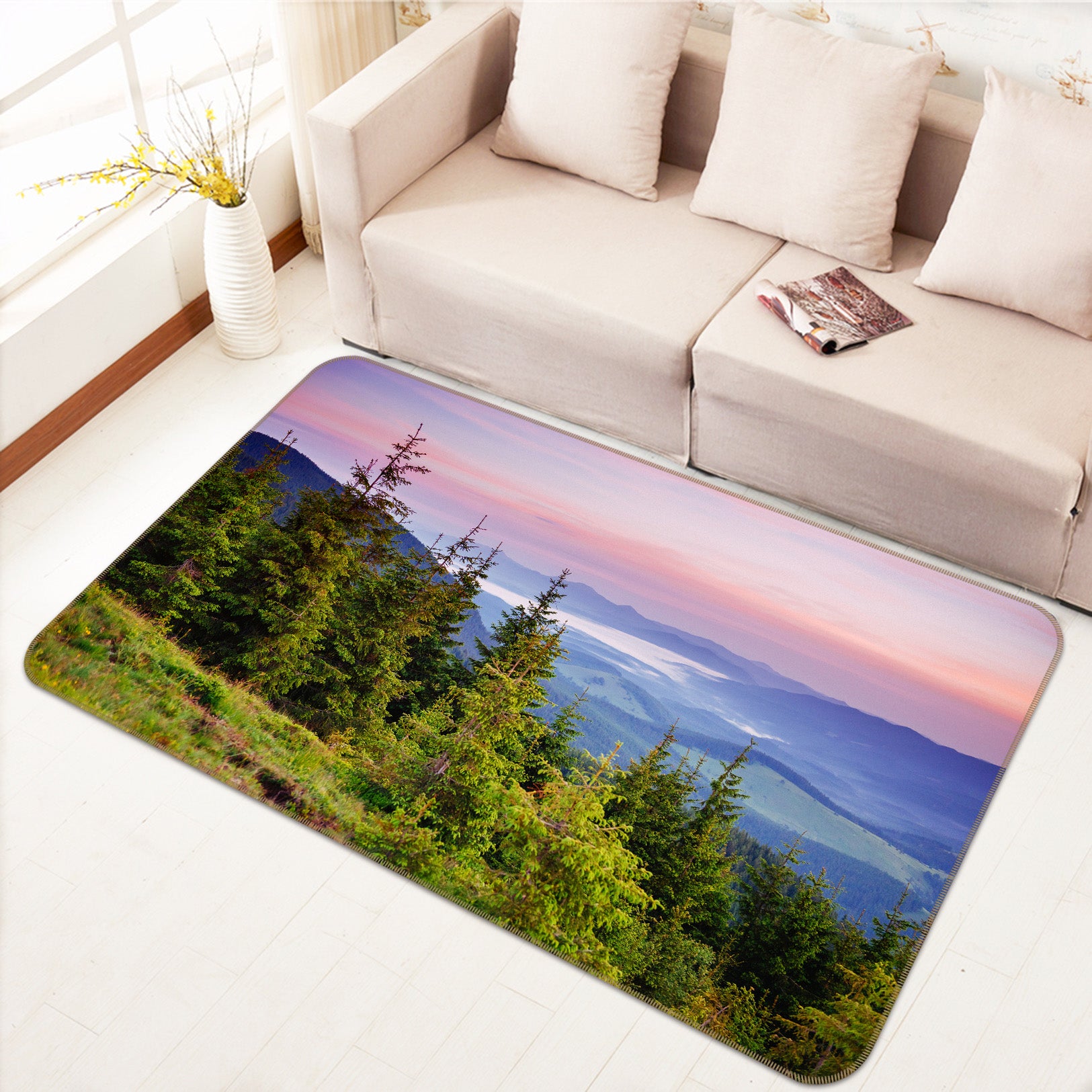 3D Forest Mountain 29192 Non Slip Rug Mat