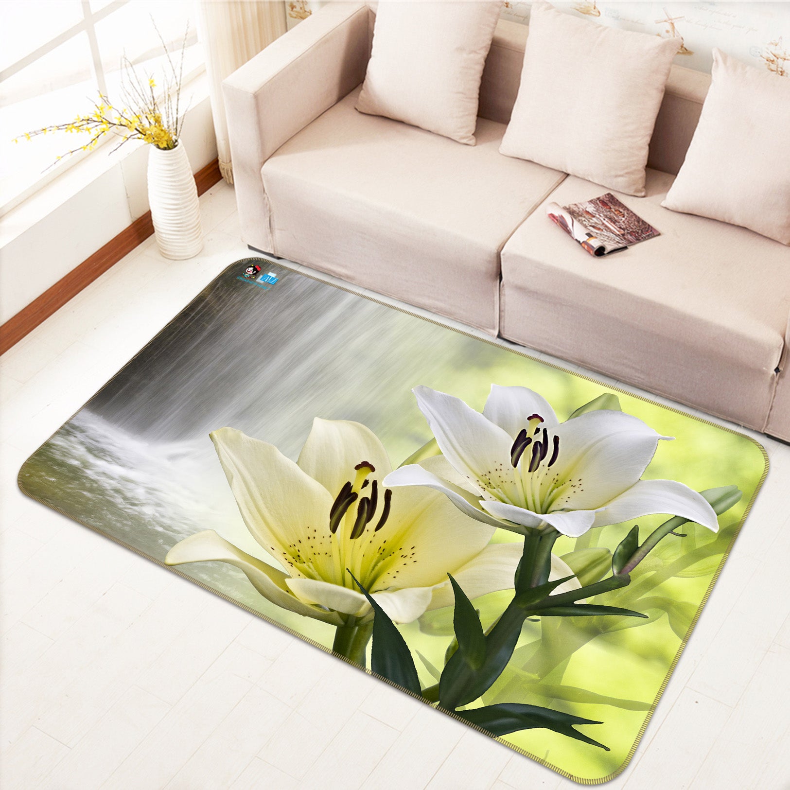 3D Flowers 66059 Non Slip Rug Mat