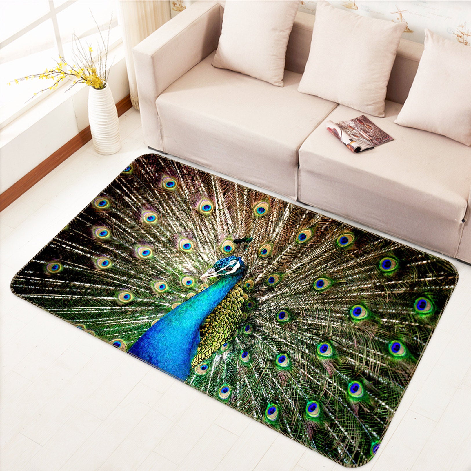 3D Peacock 30008 Non Slip Rug Mat