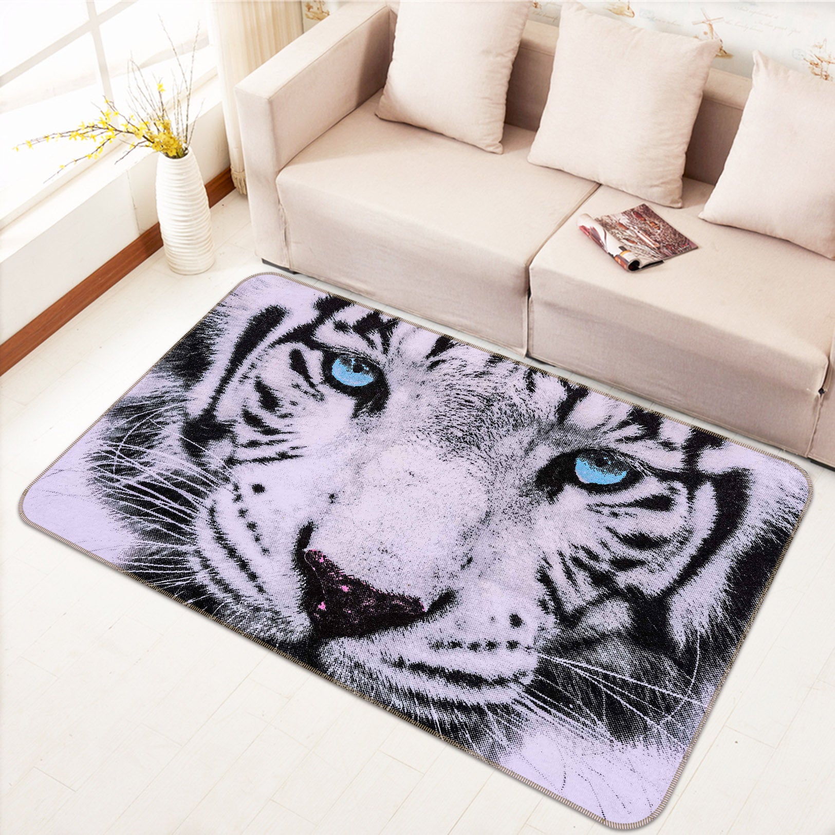 3D White Tiger 38179 Animal Non Slip Rug Mat