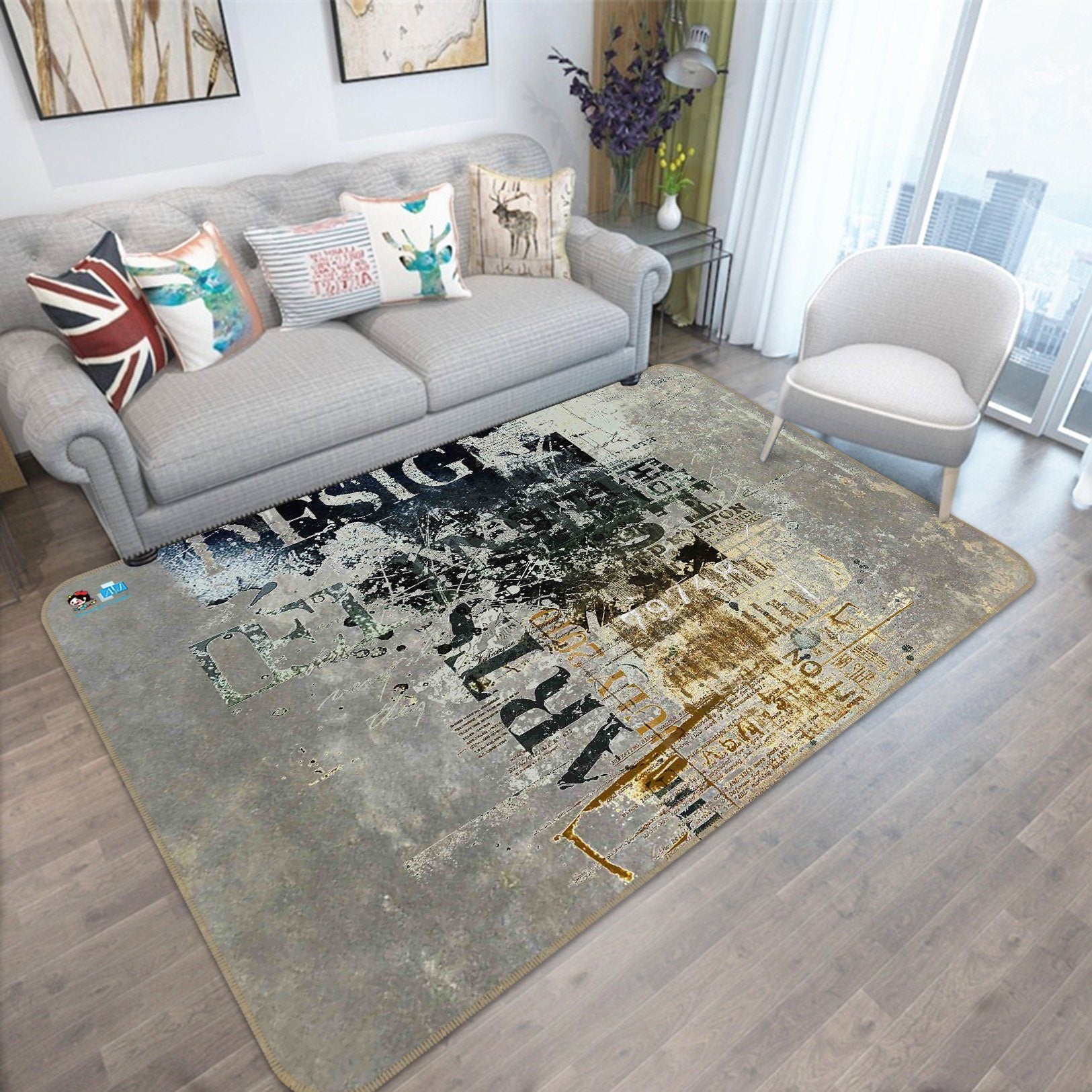 3D Graffiti Alphabet 132 Non Slip Rug Mat Mat AJ Creativity Home 