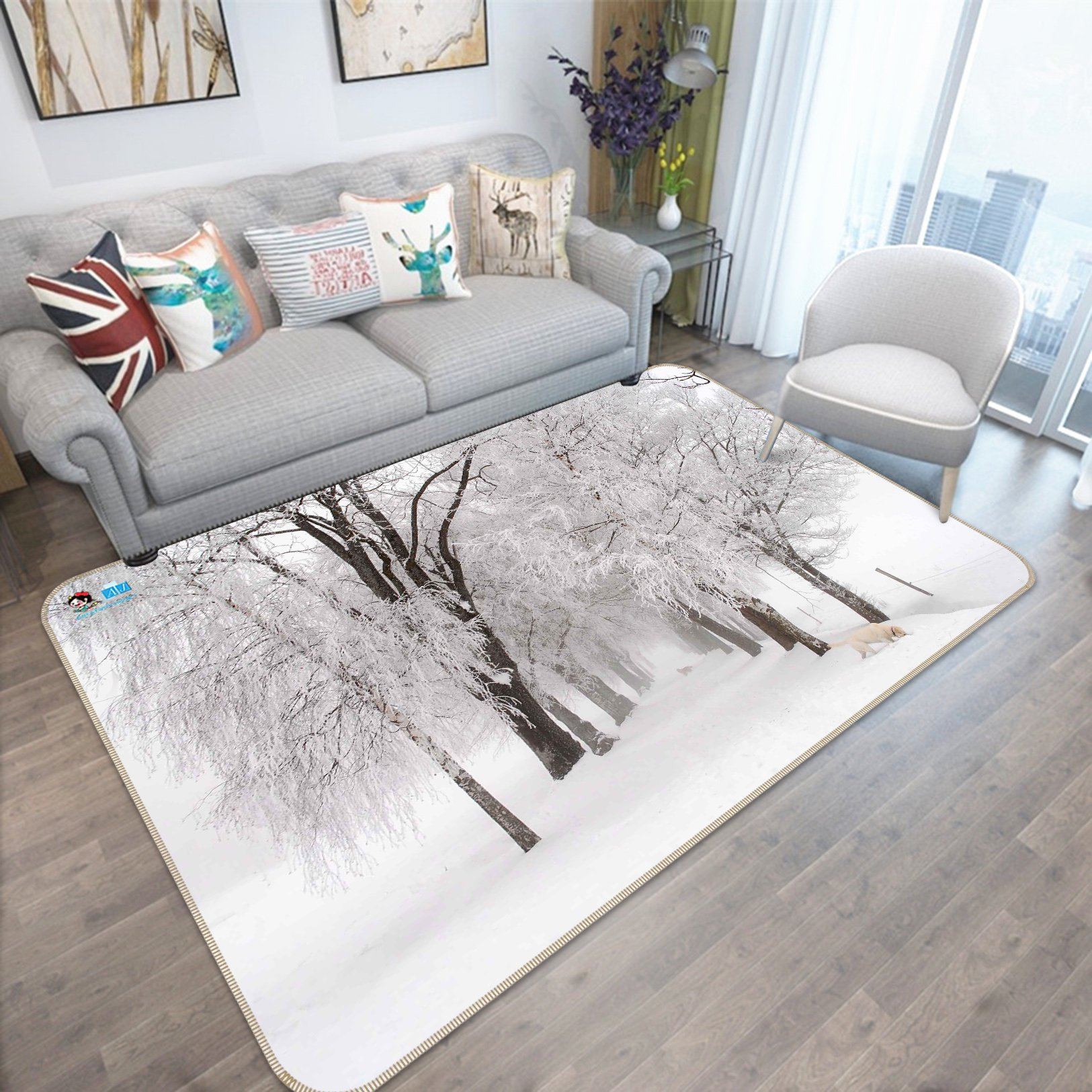 3D Frozen Trees 143 Non Slip Rug Mat Mat AJ Creativity Home 