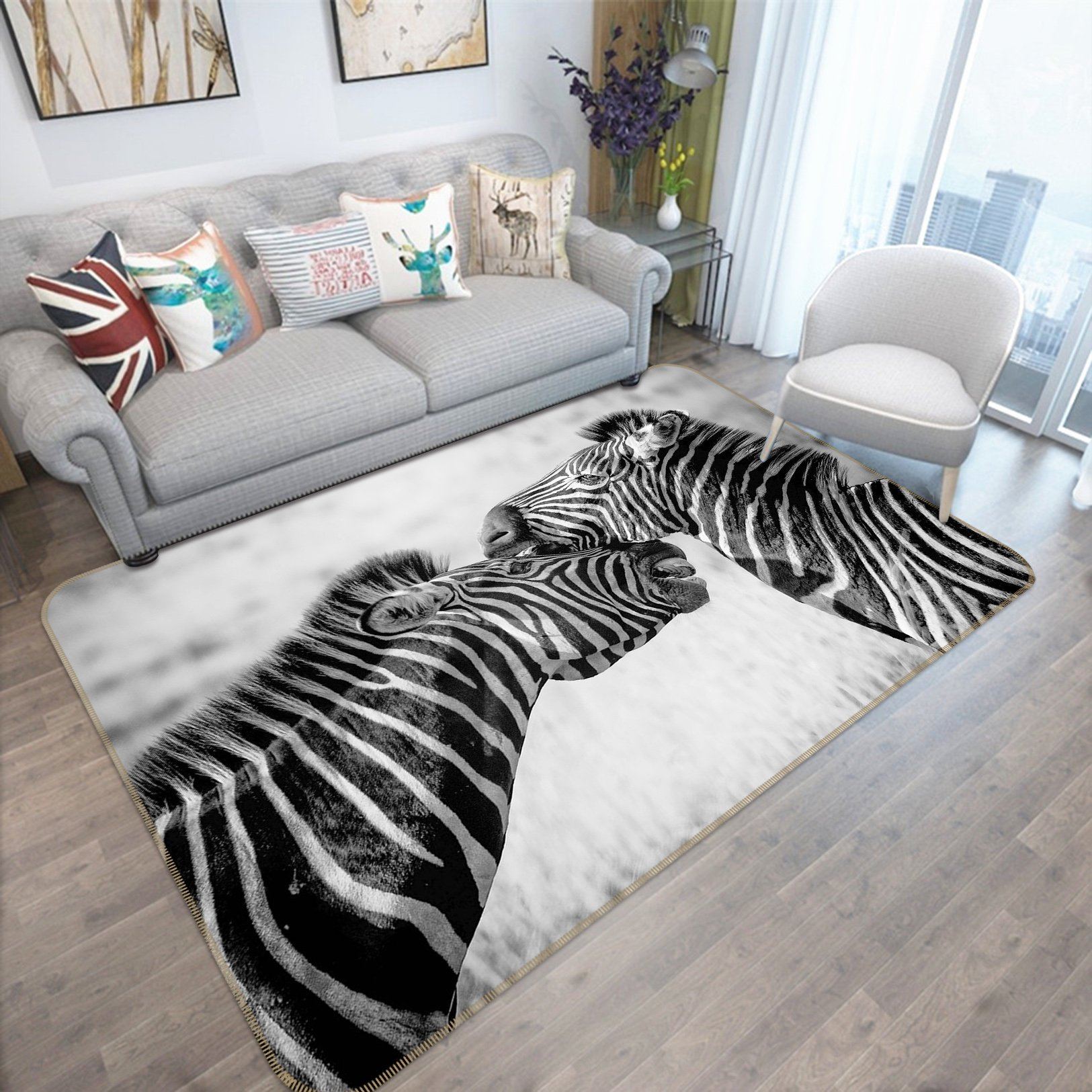 3D Zebra 650 Animal Non Slip Rug Mat Mat AJ Creativity Home 