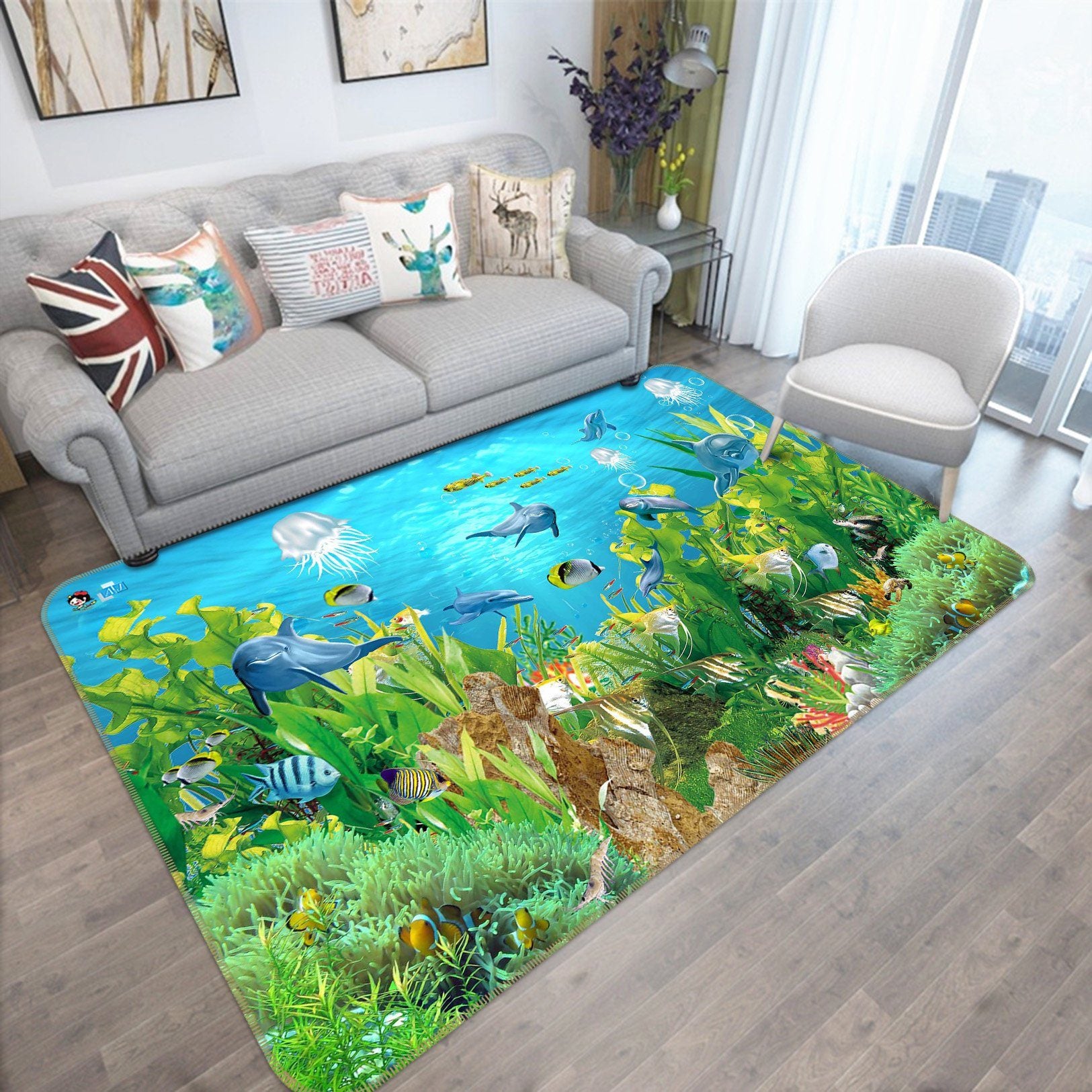 3D Seaweed Jellyfish 578 Non Slip Rug Mat Mat AJ Creativity Home 