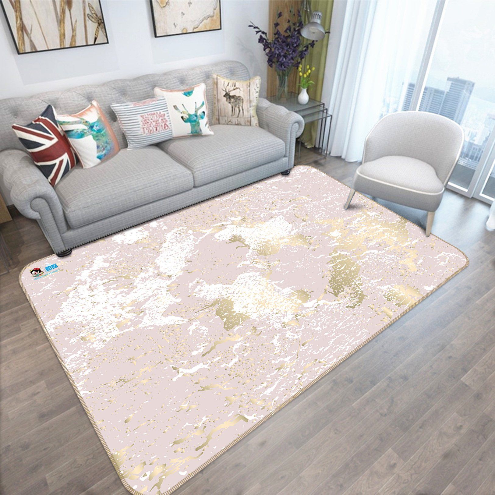 3D Powder Background White Block 77 Non Slip Rug Mat Mat AJ Creativity Home 