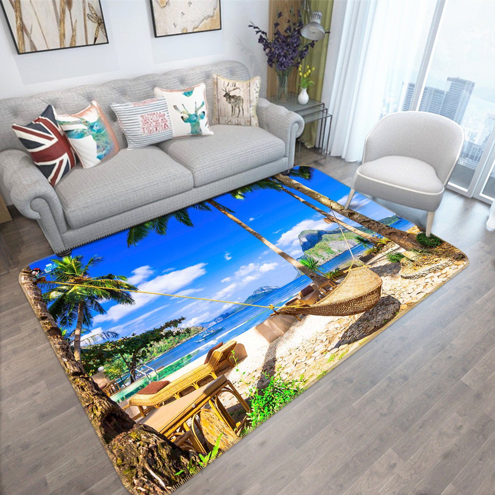 3D Wicker Chair 714 Non Slip Rug Mat Mat AJ Creativity Home 