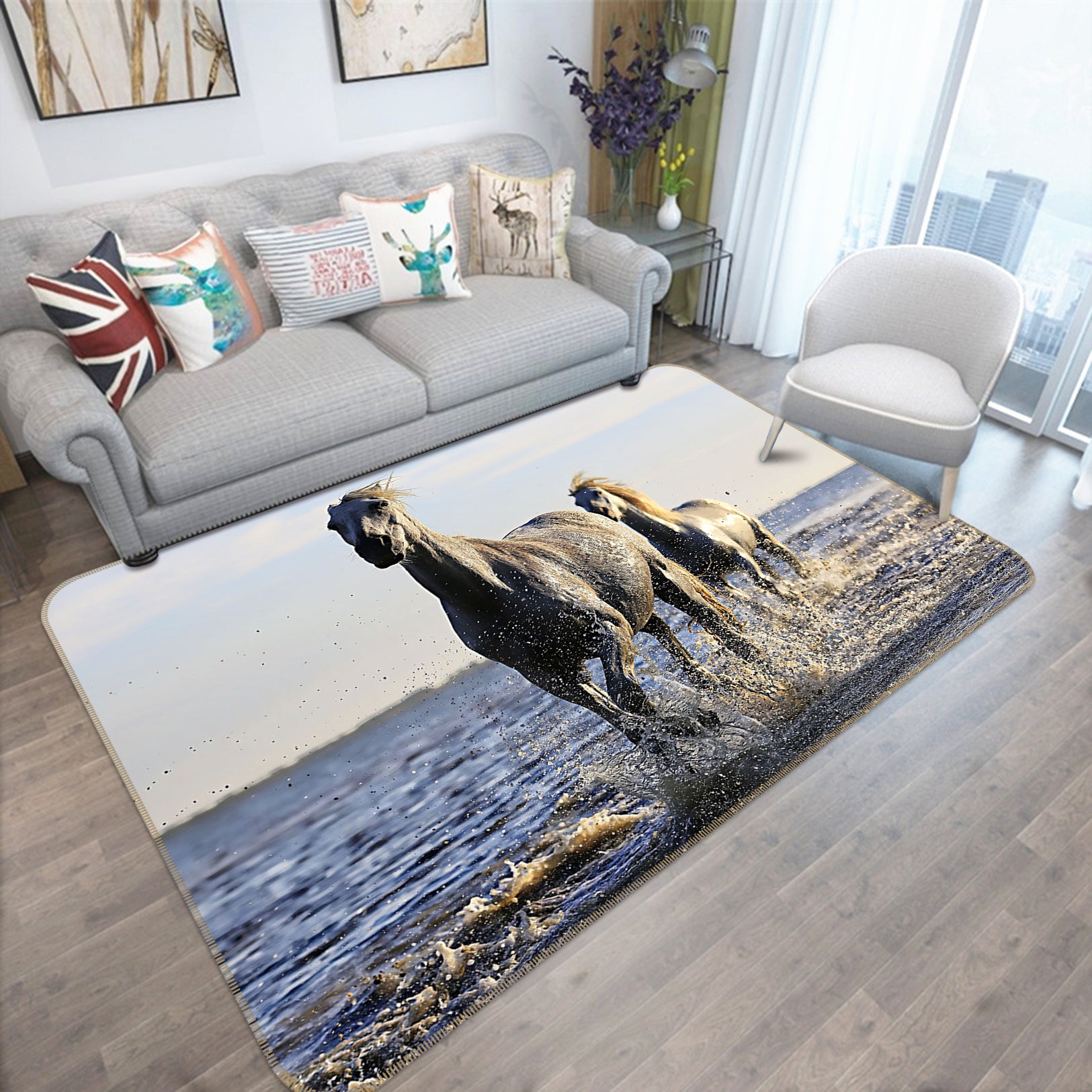 3D Water Horse 82114 Animal Non Slip Rug Mat
