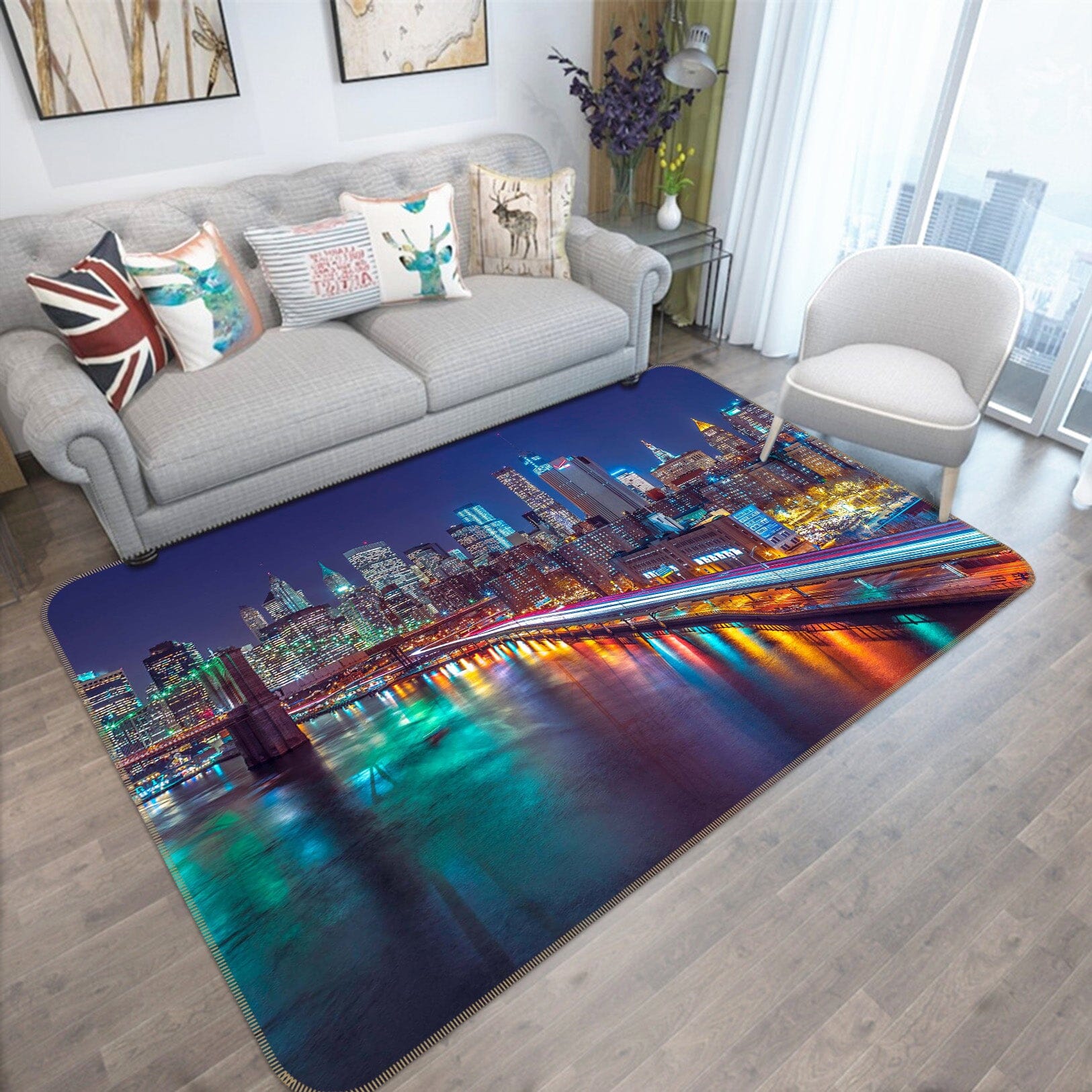3D New York Lights 1007 Assaf Frank Rug Non Slip Rug Mat Mat AJ Creativity Home 