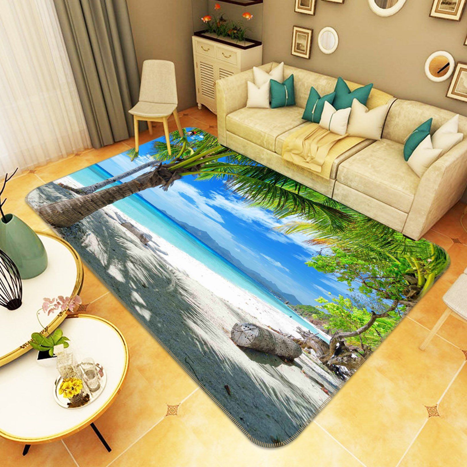 3D Tropical Beach Scenery 142 Non Slip Rug Mat Mat AJ Creativity Home 