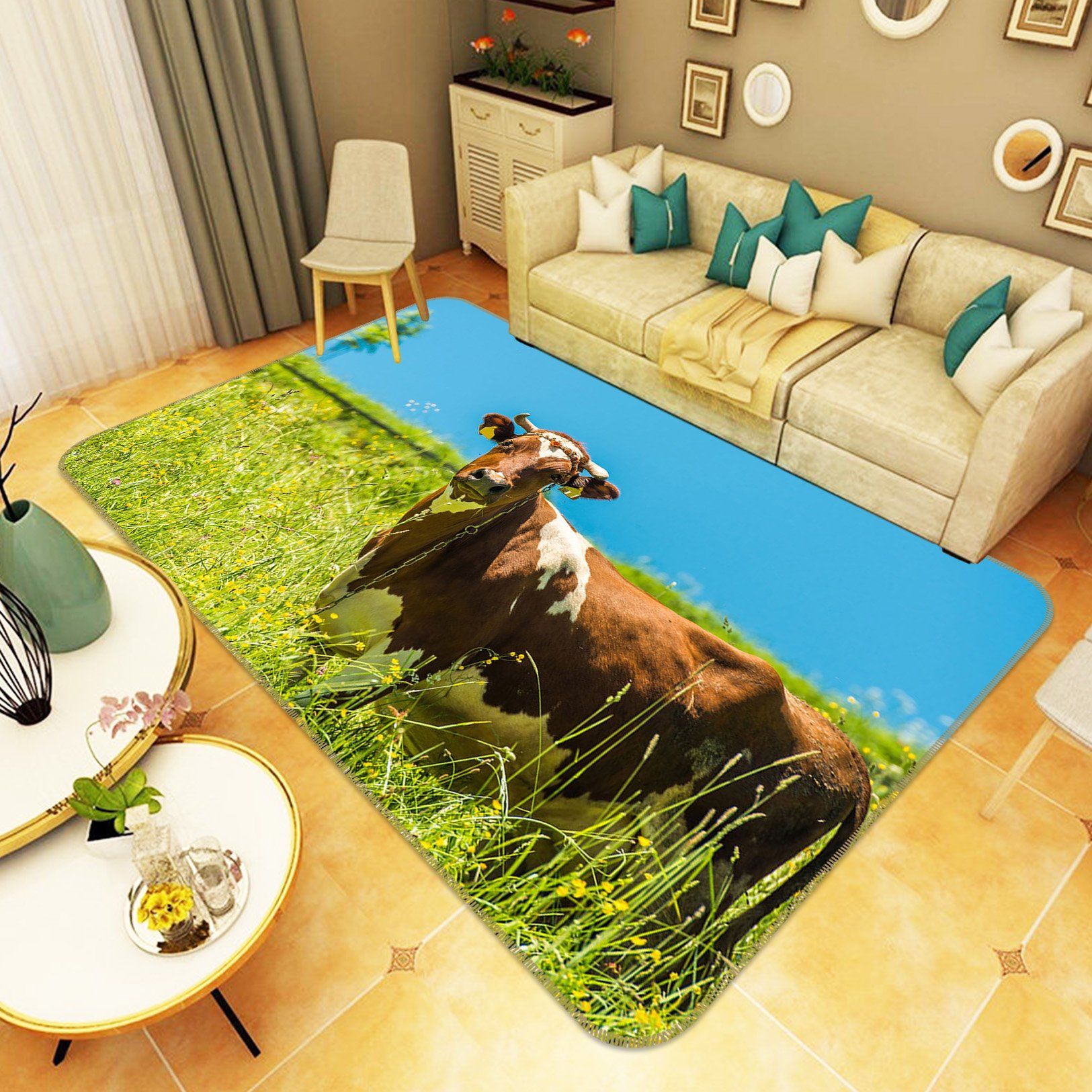 3D Grassland Cow 204 Animal Non Slip Rug Mat Mat AJ Creativity Home 