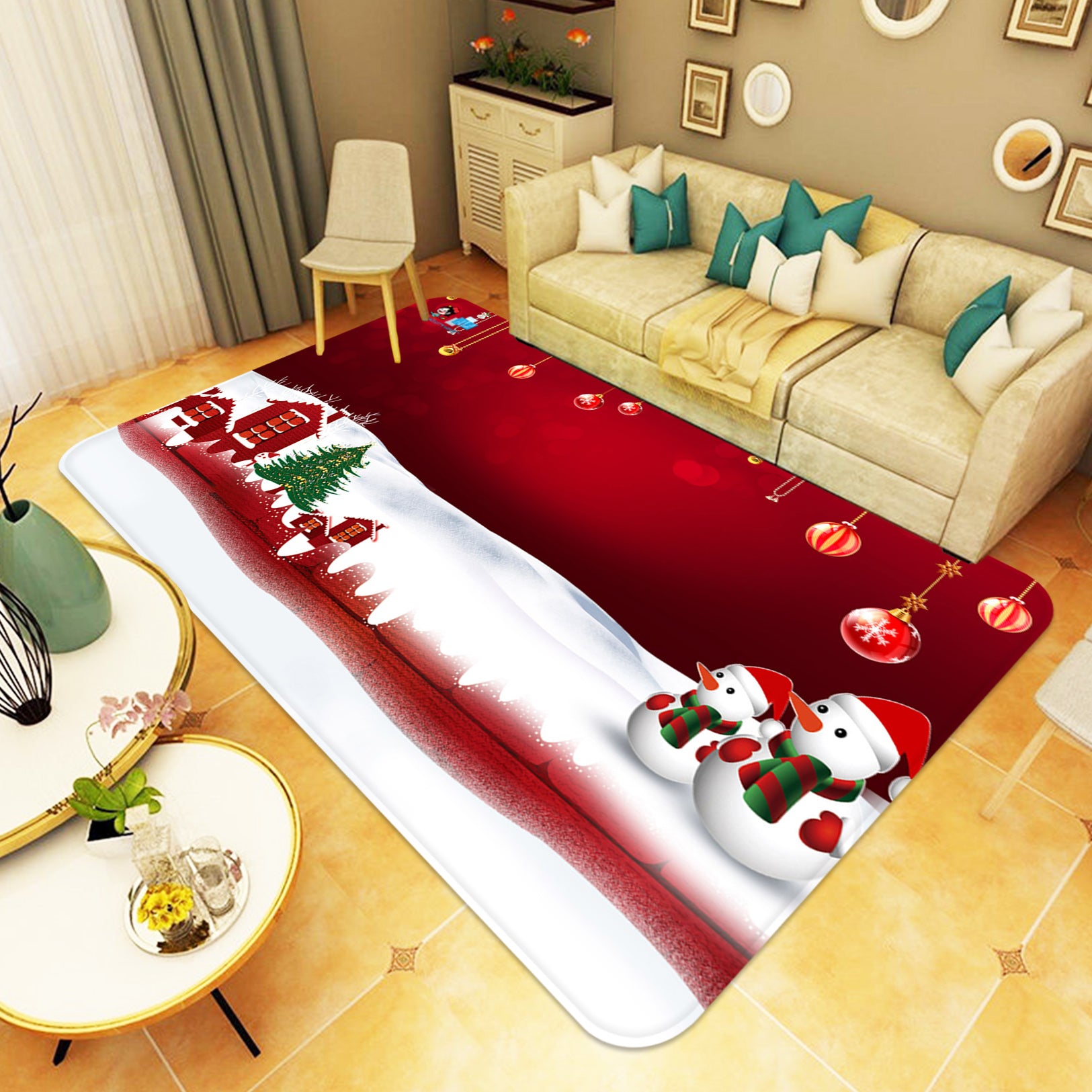 3D Snowman 65178 Christmas Non Slip Rug Mat Xmas