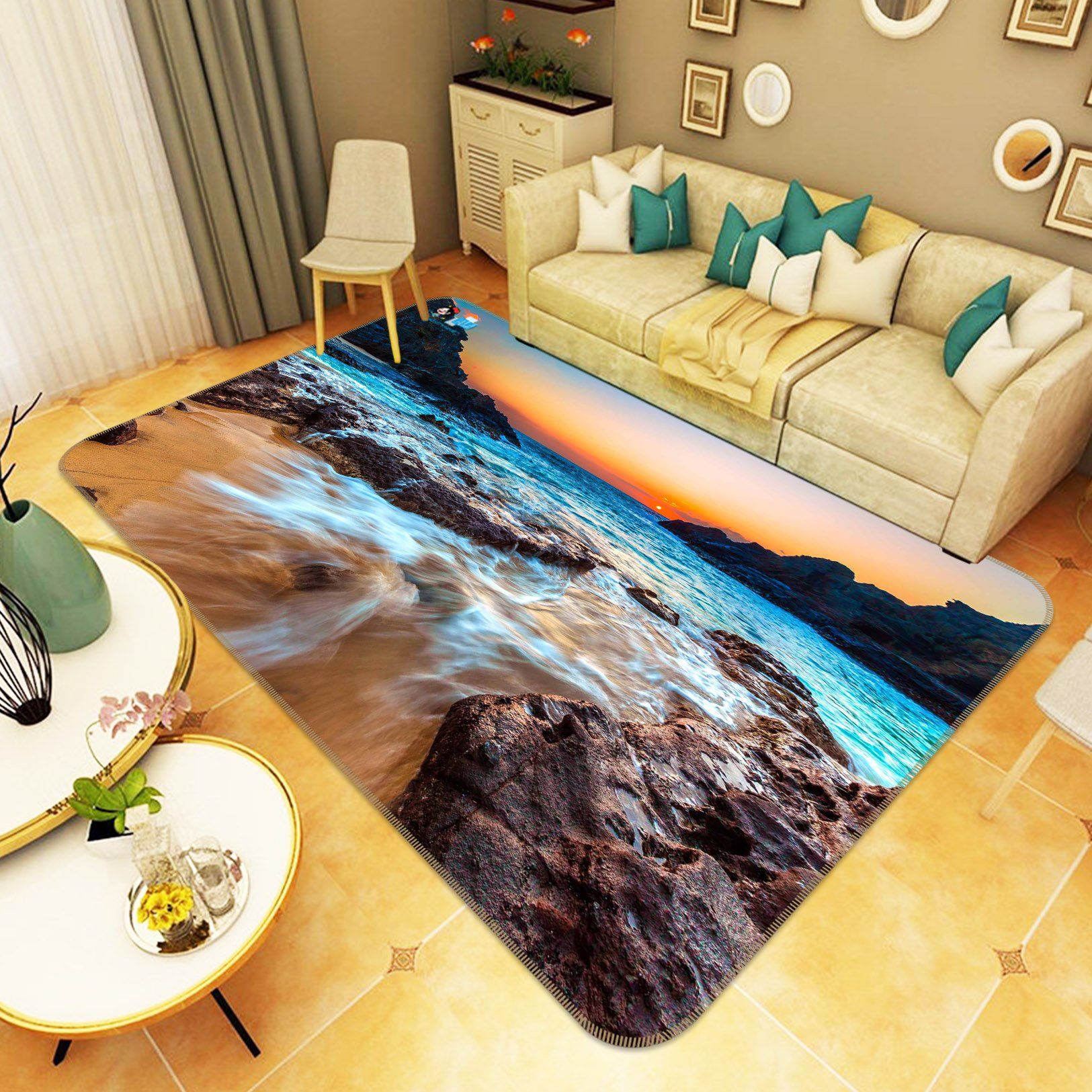 3D Pretty Sea Sunset 228 Non Slip Rug Mat Mat AJ Creativity Home 