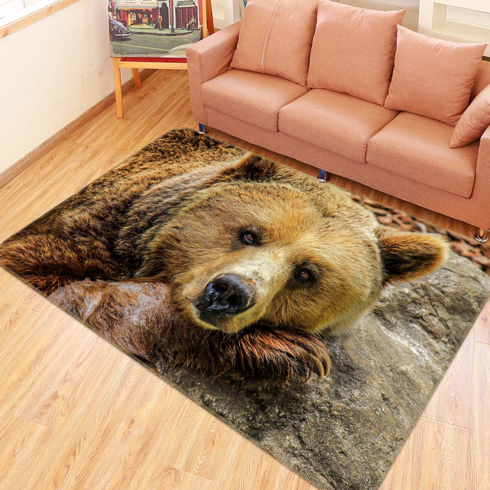3D Brown Bear 014 Animal Non Slip Rug Mat