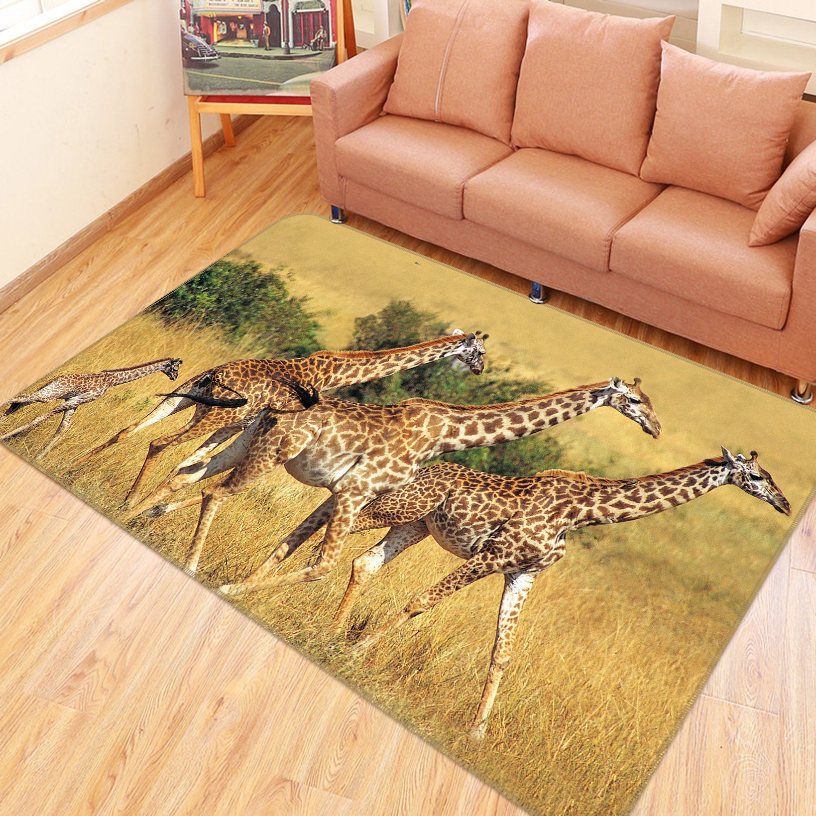 3D Giraffe Grassland 070 Animal Non Slip Rug Mat