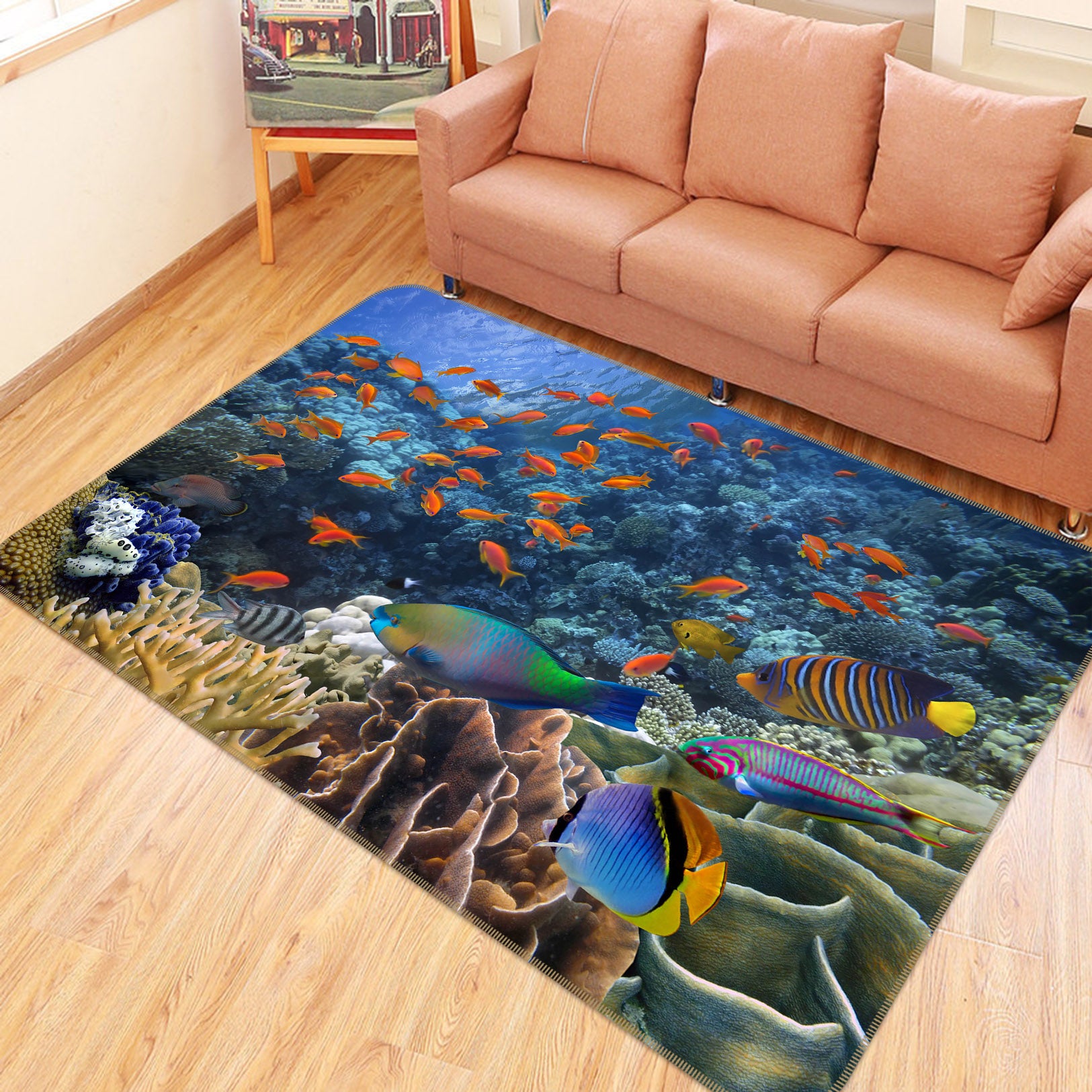 3D Coral School Of Fish 34151 Non Slip Rug Mat
