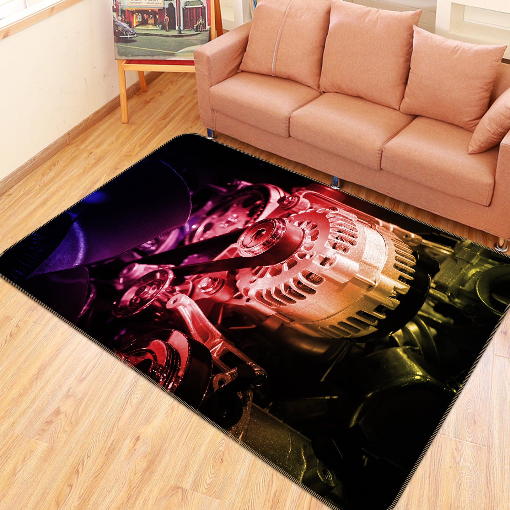 3D Car Engine 67228 Vehicle Non Slip Rug Mat