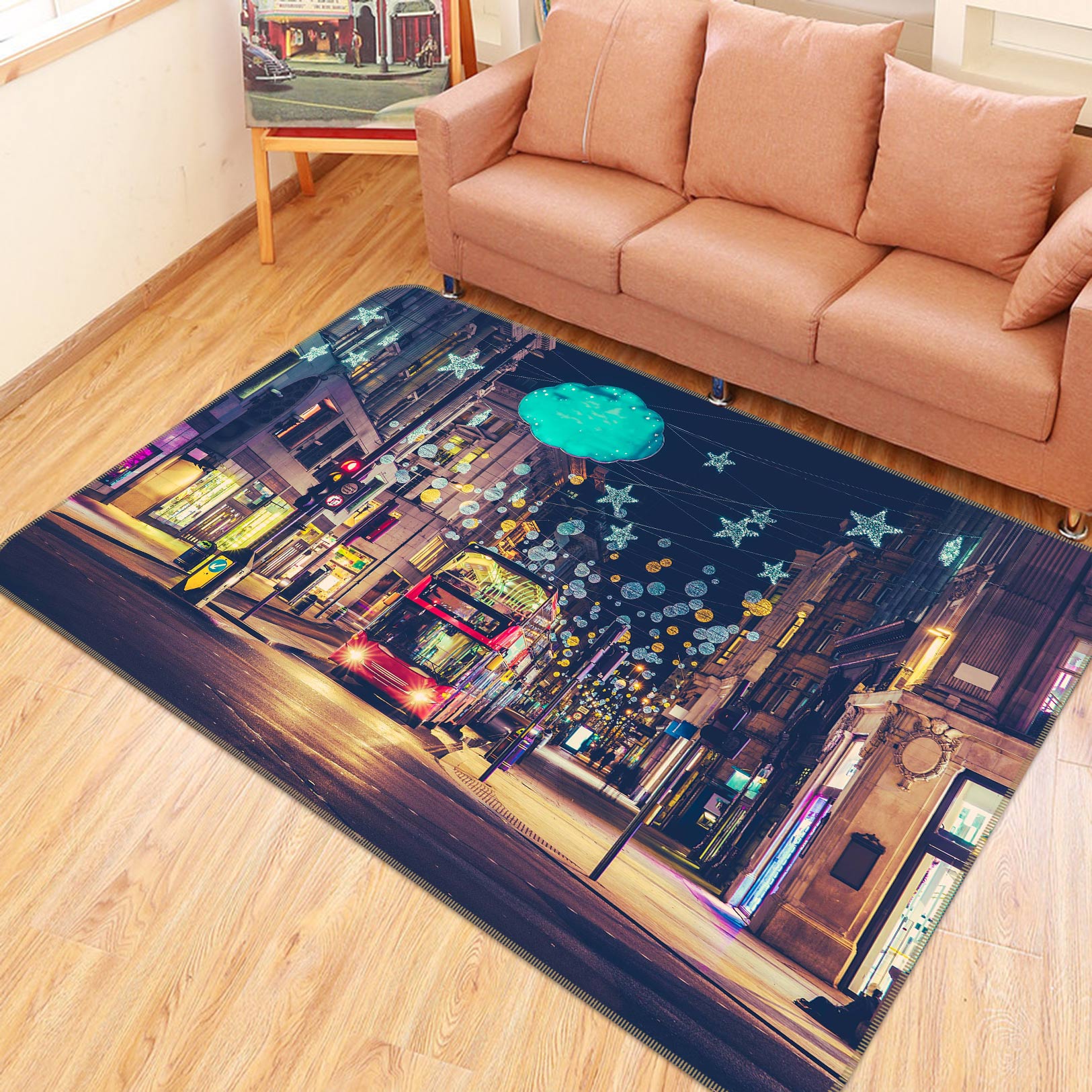 3D Street Red Bus 67222 Vehicle Non Slip Rug Mat