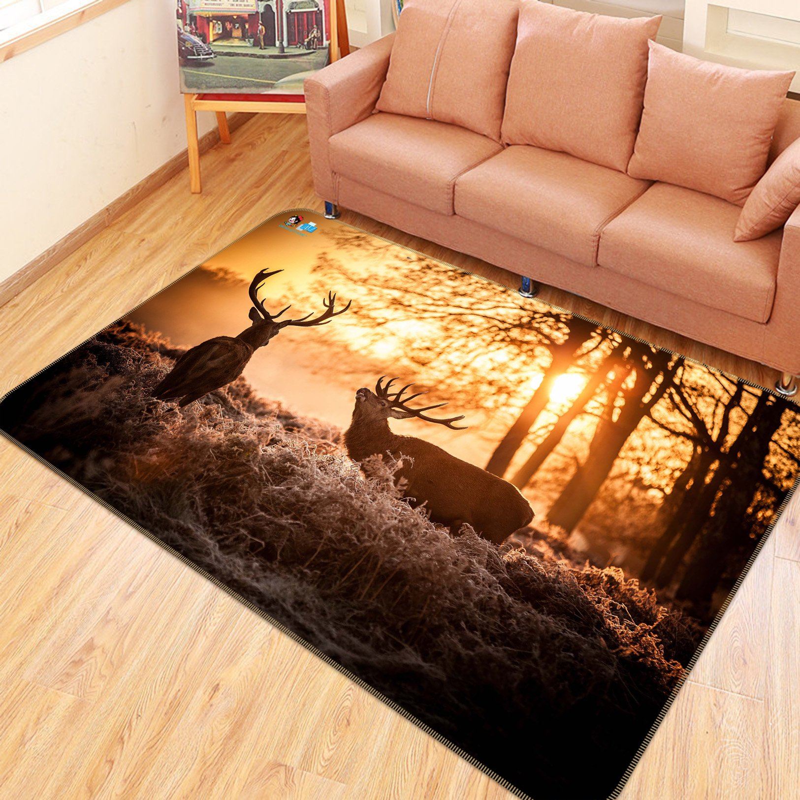 3D Sunset Deers 286 Non Slip Rug Mat Mat AJ Creativity Home 