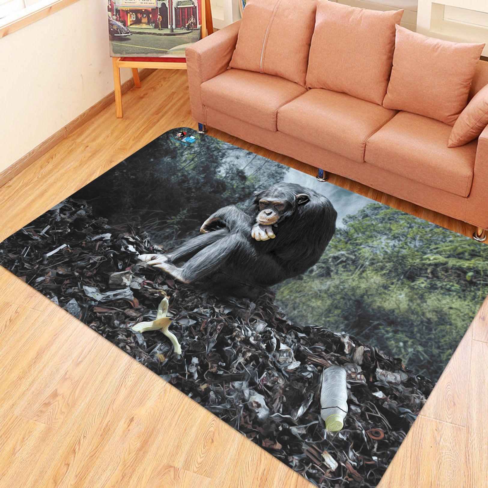 3D Chimpanzee 6154 Non Slip Rug Mat Mat AJ Creativity Home 